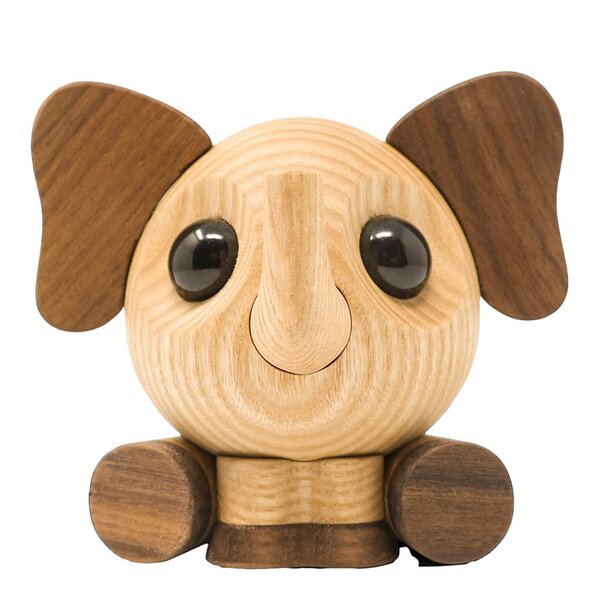 Flora elefant trefigur 10 cm valnøtt/ask