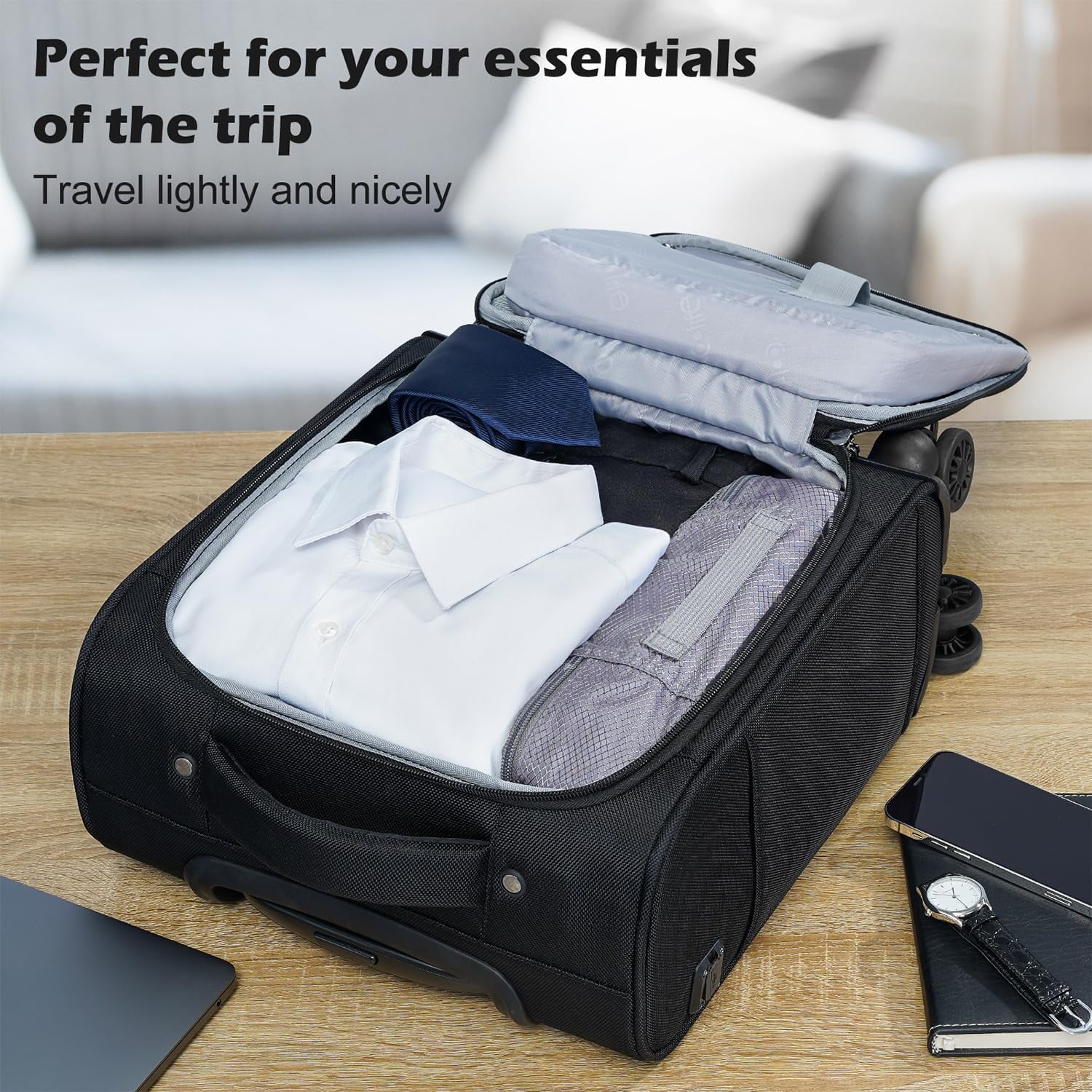 Underseat Carry on Luggage Softside Lightweight Rolling Travel Bag Spinner Suitcase