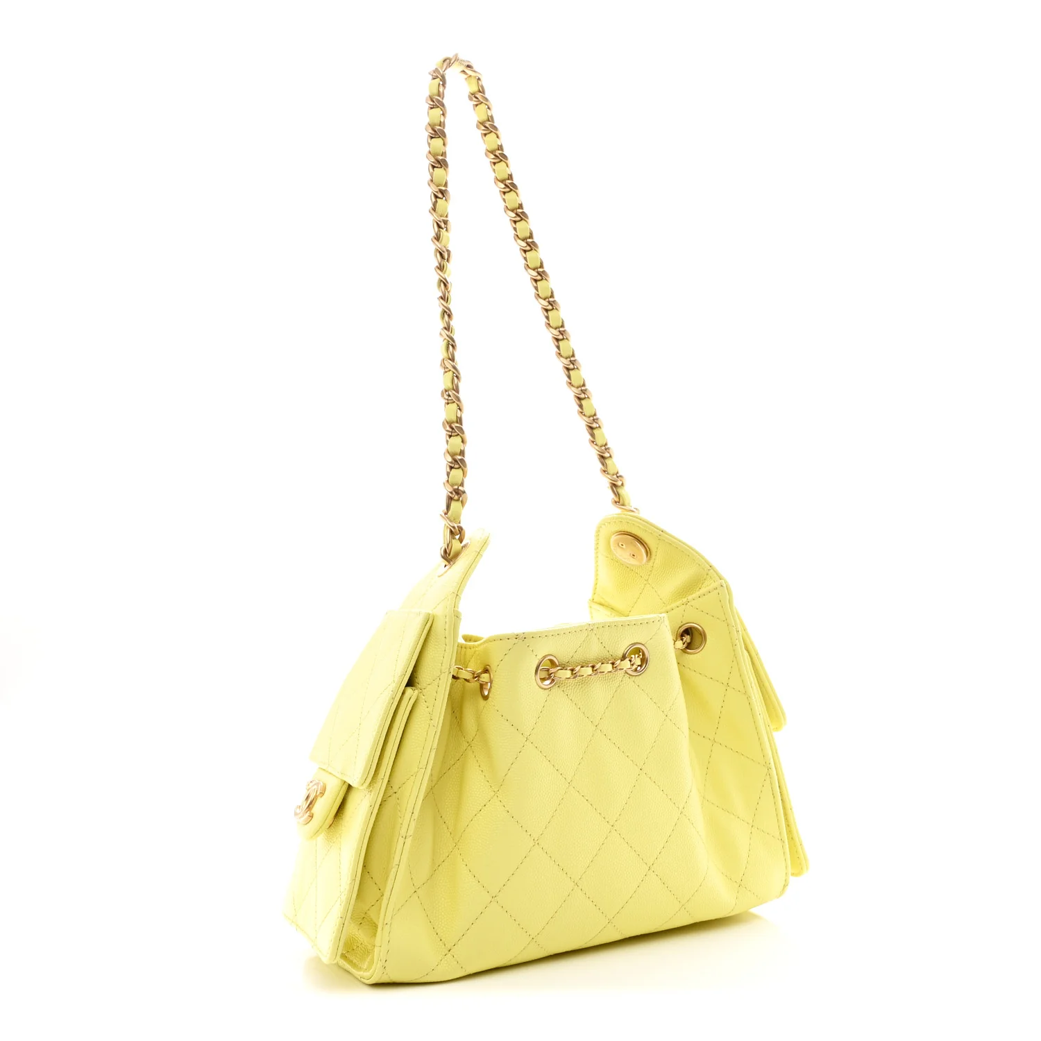 Caviar Quilted Mini Chanel 25 Handbag Light Yellow