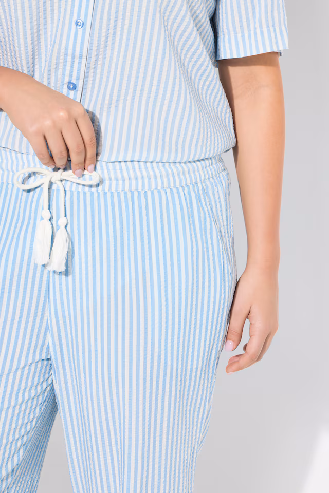 Seersucker Elastic Waist Pants