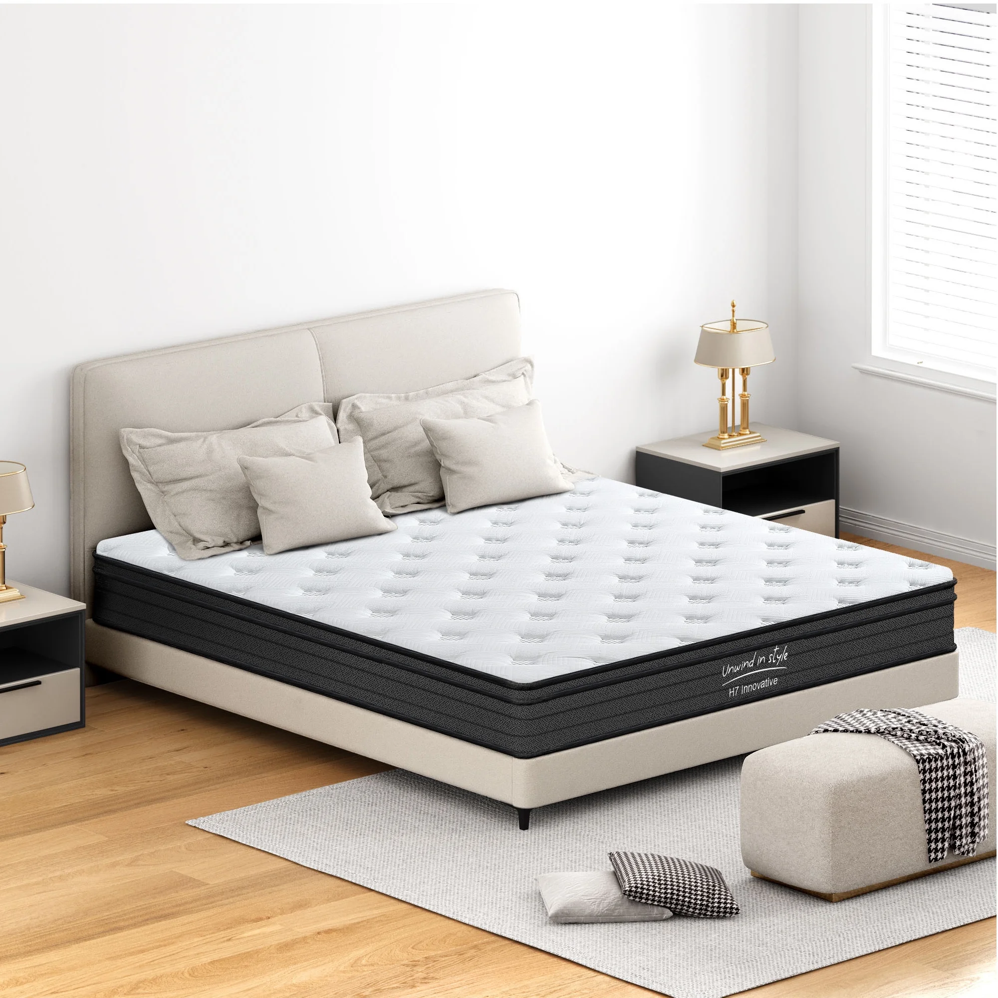 Adult 10 Inch King Hybrid Mattress Memory Foam Mattress Medium Firm Pocket Spring Bed Mattress(King/10 in) - Image 8
