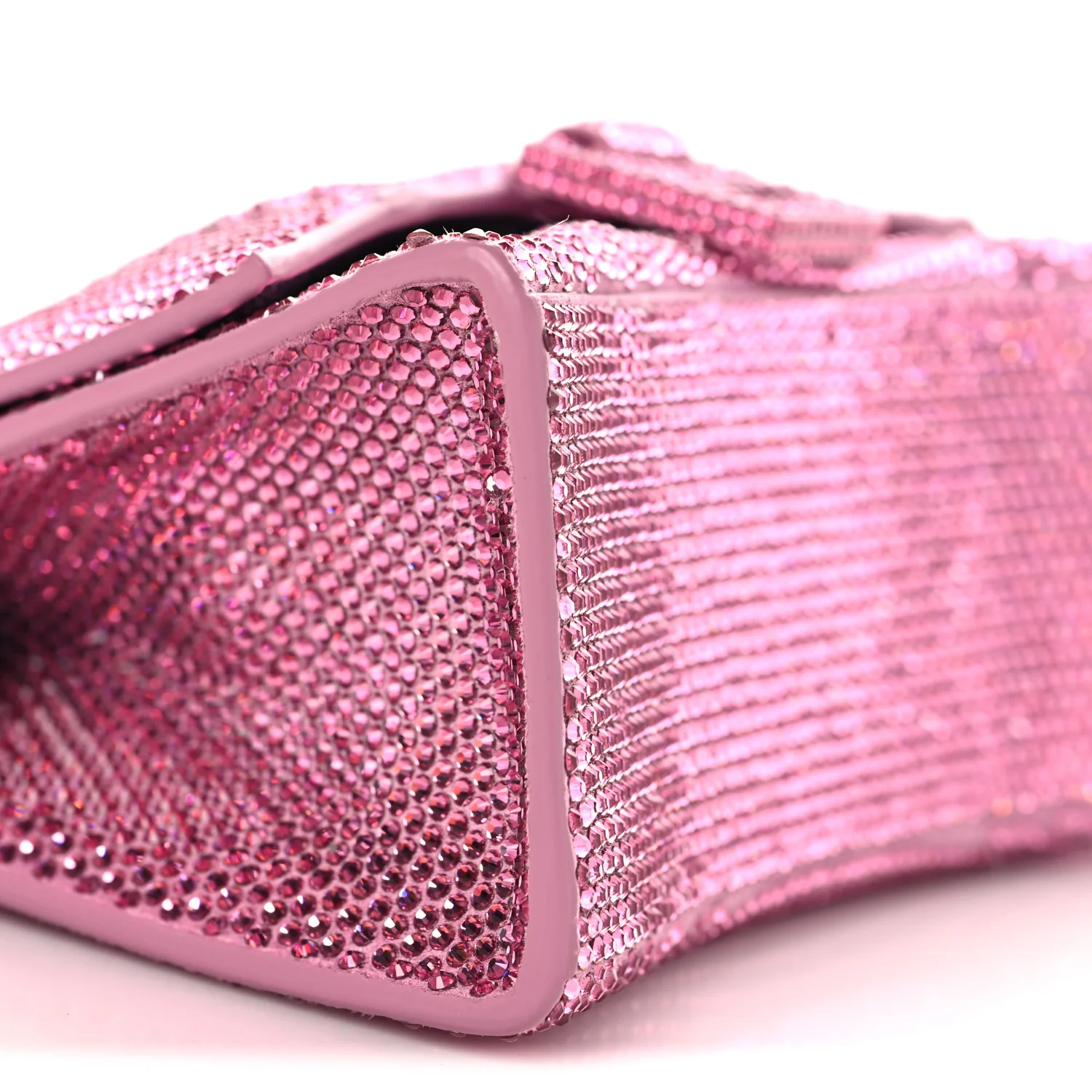 Strass Suede Hourglass Top Handle Bag XS Pink