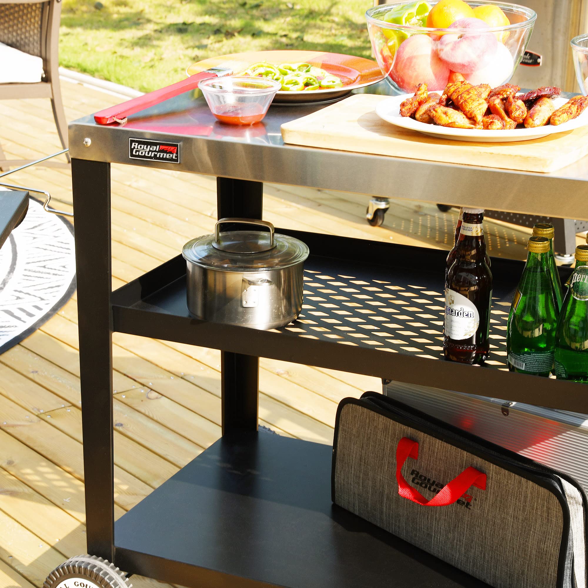 Royal Gourmet Rolling Dining Table with Trash Bag Holder