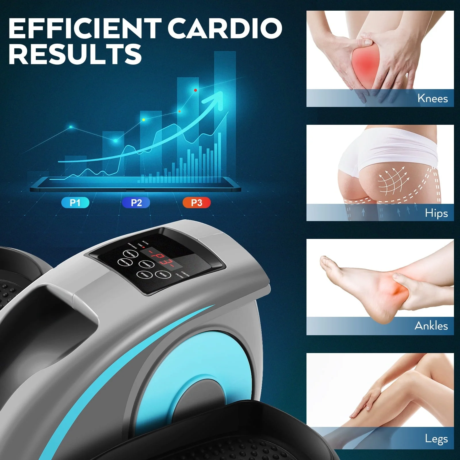 Desk Elliptical Machine for Home Office, Electric Desk Elliptical Trainer with Display Monitor Quiet Compact Pedal Exerciser Gifts for Caring Parents Image 3