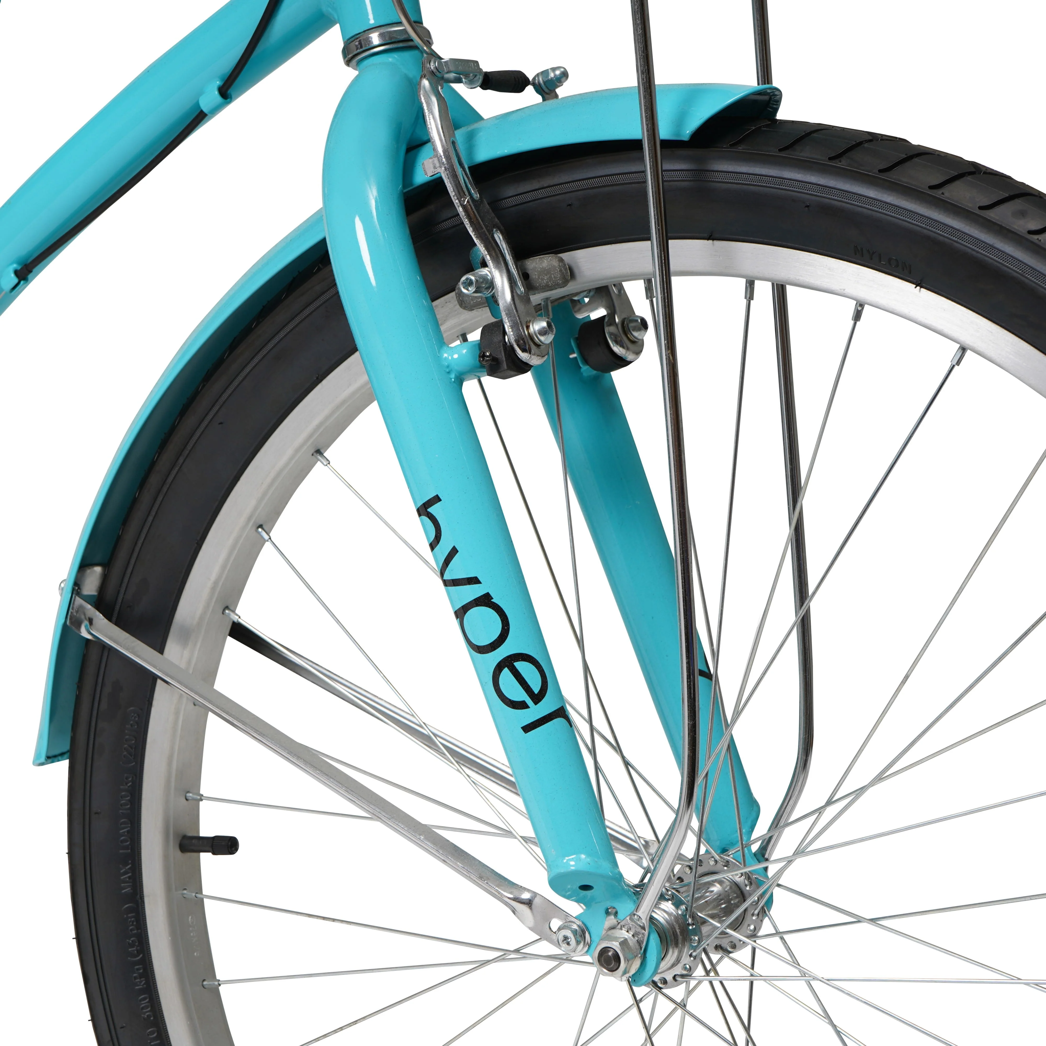 26" Woman's Commute Bike with Basket, Neon Teal - Image 10