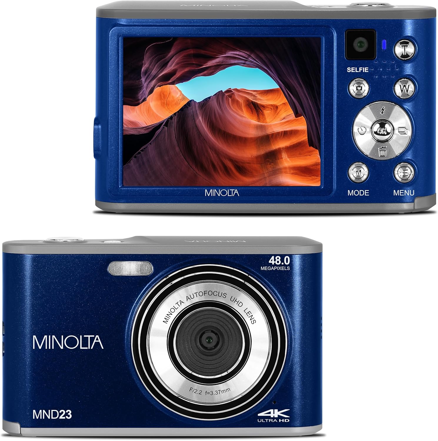 Minolta 48MP Digital Camera with Rear Selfie Lens – 4K Ultra HD Video  2.8