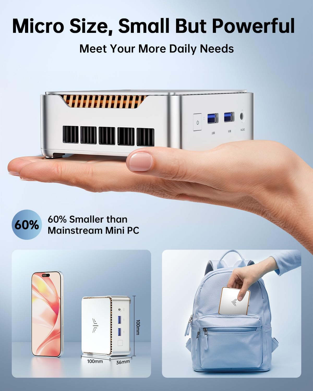 KAMRUI Essenx E2 N150 Micro PC  16GB DDR4 512GB SSD Small Computers  Twin Lake-N N150 PC(Beat N100/N95  up to 3.6GHz) PC Gigabit Dual 4K WiFi BT Office/Home/Business
