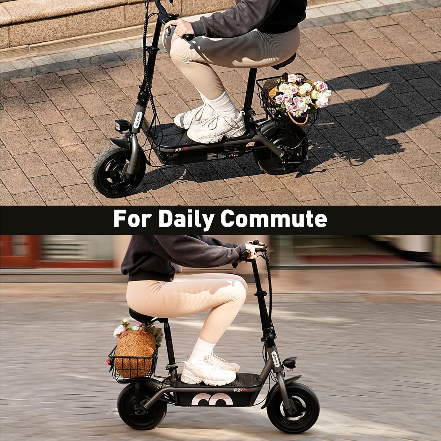 Trottinette électrique iScooter avec siège, autonomie de 60/34 km, vitesse maximale de 45/30/25 km/h, double suspension et panier