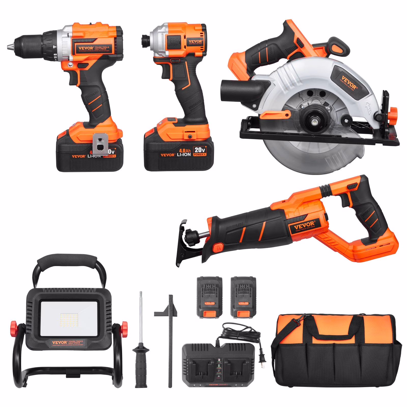RYOBI ONE+ 20V Cordless Brushless Power Tool Combo Kit (5-Tool) with Lithium-Ion Batteries & Bag