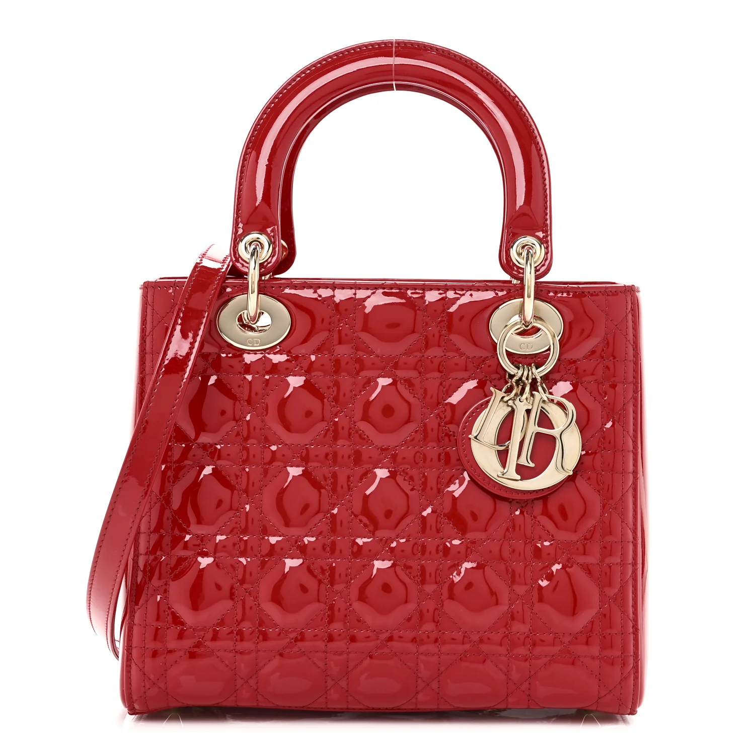 Patent Cannage Medium Lady Dior Red