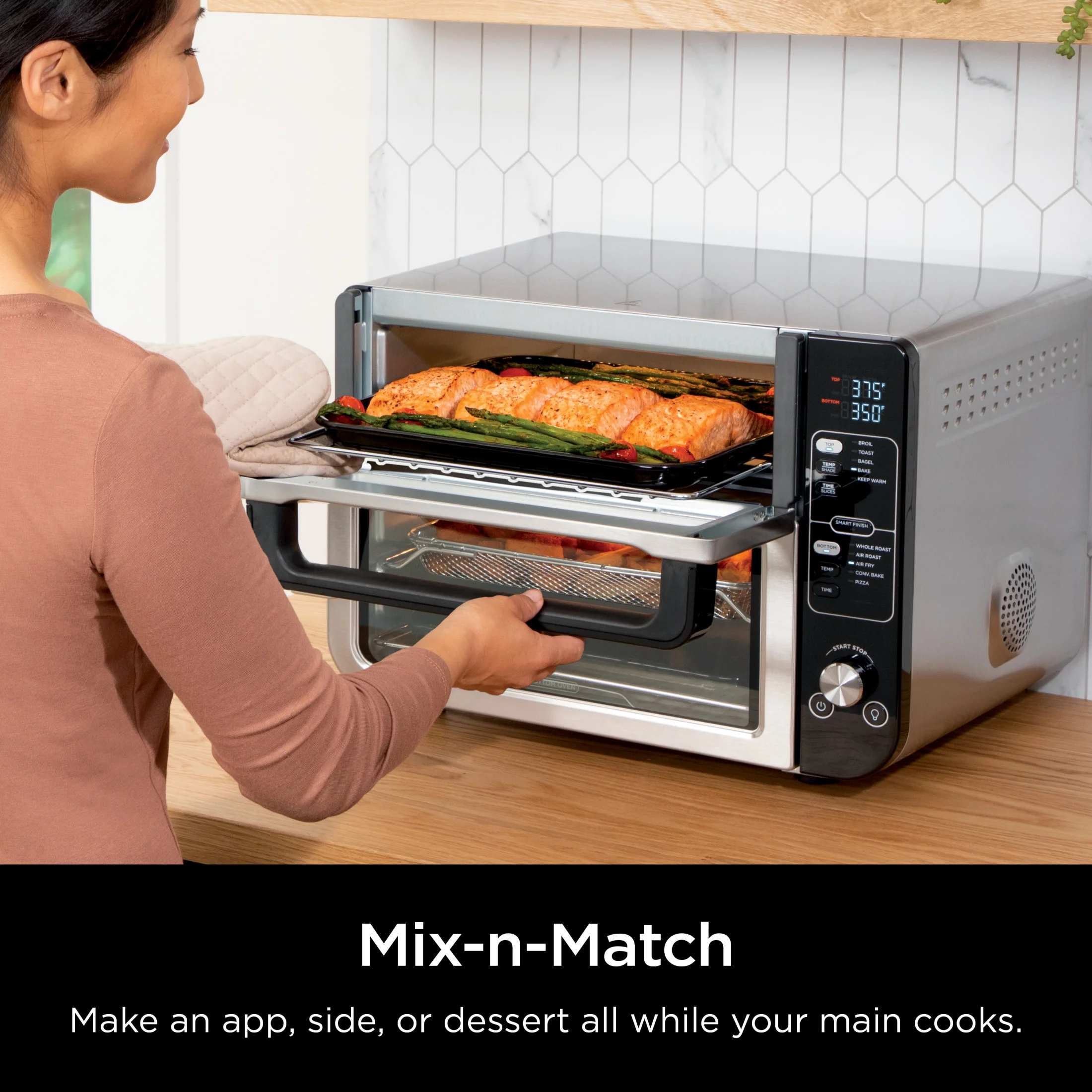 10-in-1 Air Fryer, Double Door Toaster Oven with FlexDoor, FlavorSeal Smart Finish, Rapid Top Convection and Air Fry Bottom, Bake, Toast, Air Fry, Pizza and More, Stainless Steel, DCT400 - Image 9