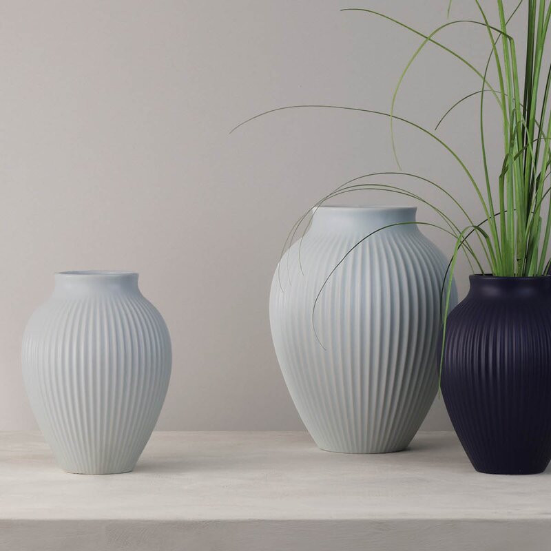 Ripple vase 27 cm matt isblå