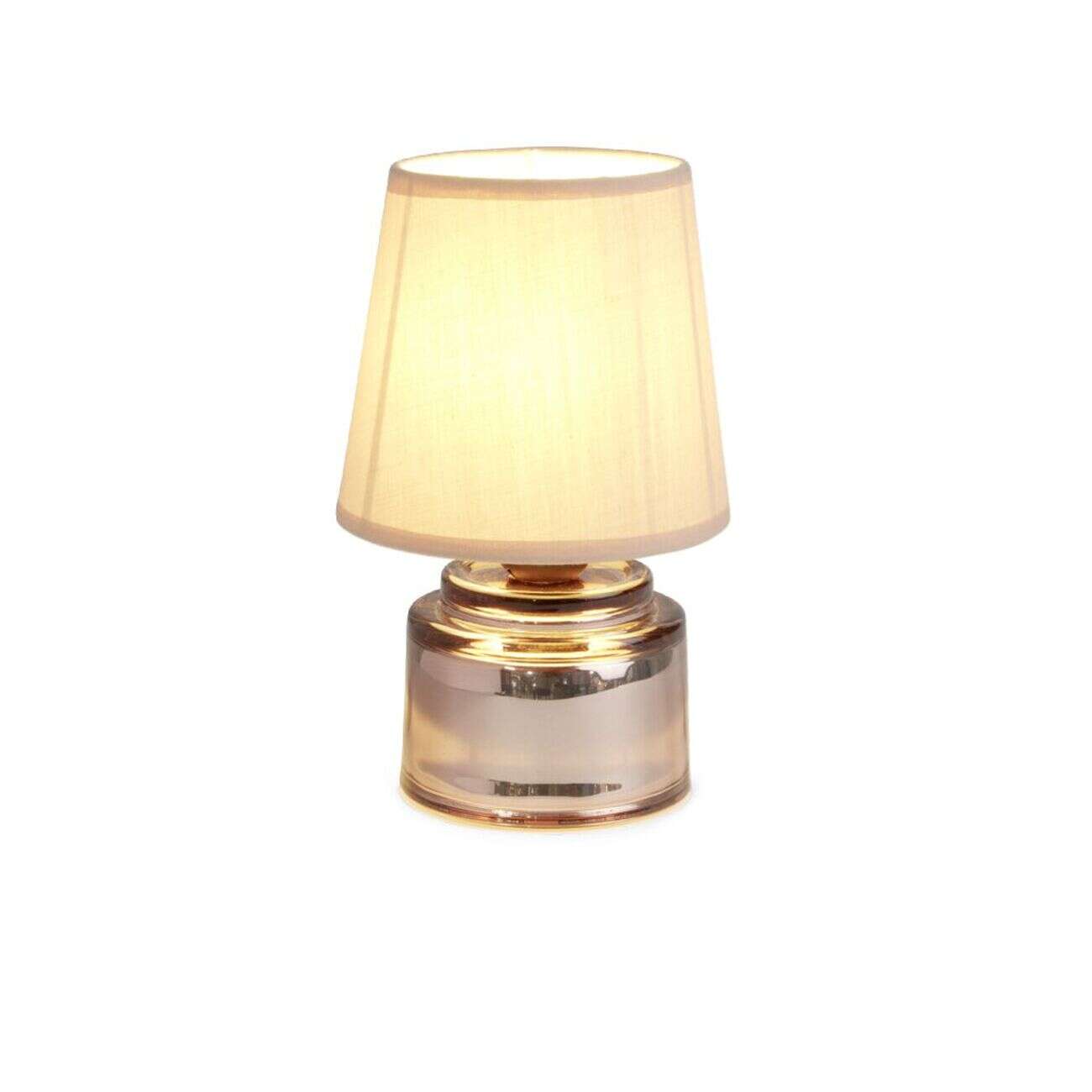 Lampe à poser Ø12xH22cm verre et polyester rose gold