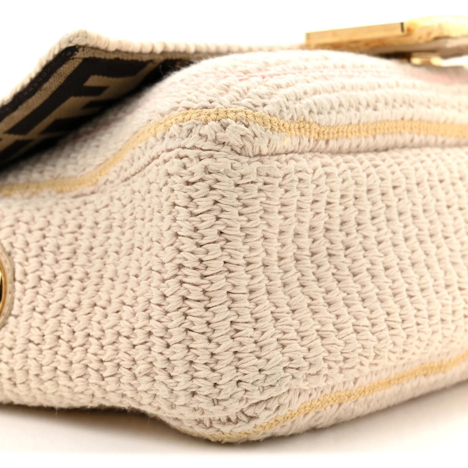 Cotton Vitello Seta Floral Woven Chain Baguette White Multicolor
