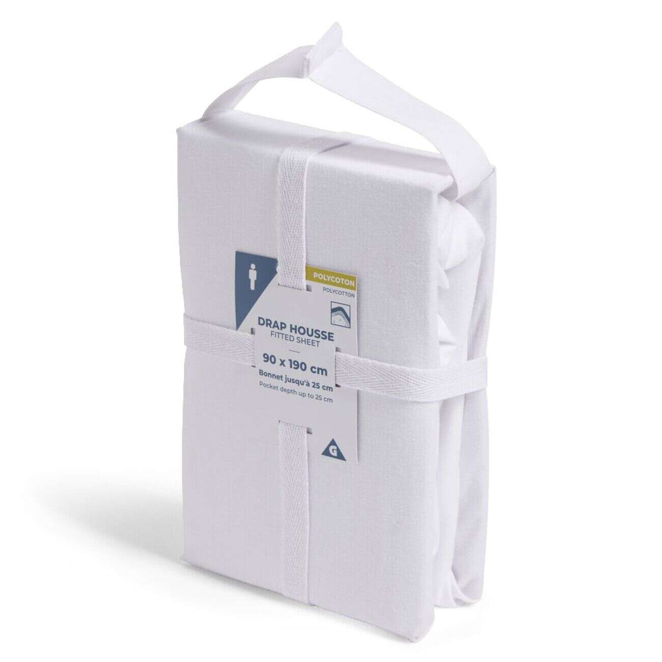 Drap housse 90x190cm polycoton blanc