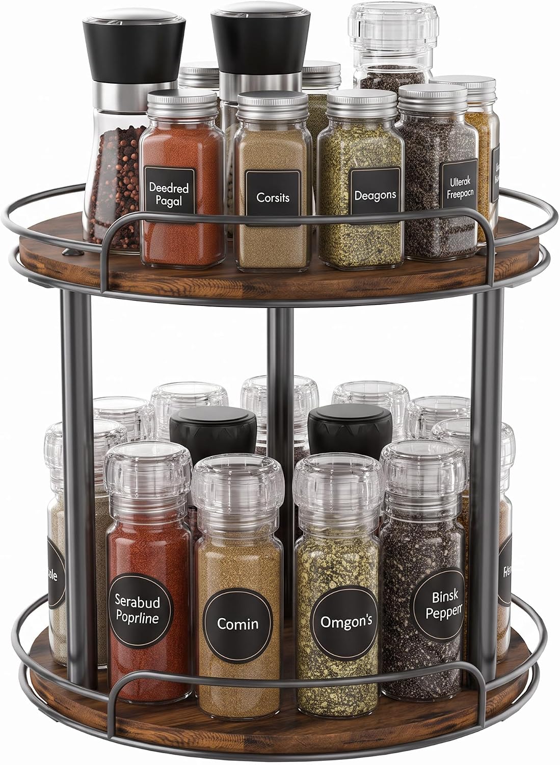 2-Tier Lazy Susan Spice Rack, 10'' Rotating Turntable for Cabinet