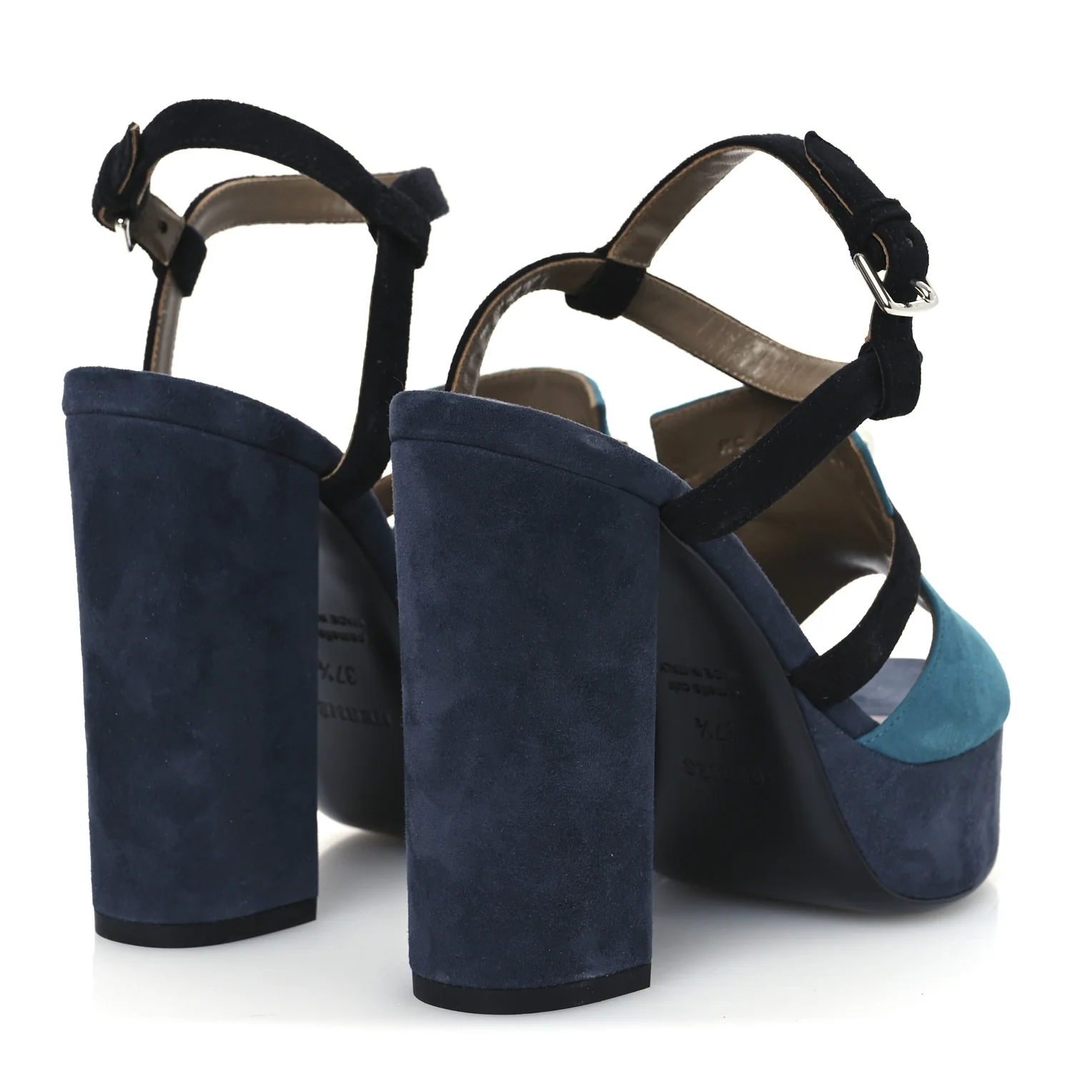 Suede Goatskin Calas Sandals 37.5 Vert Oxford Bleu Celeste Black