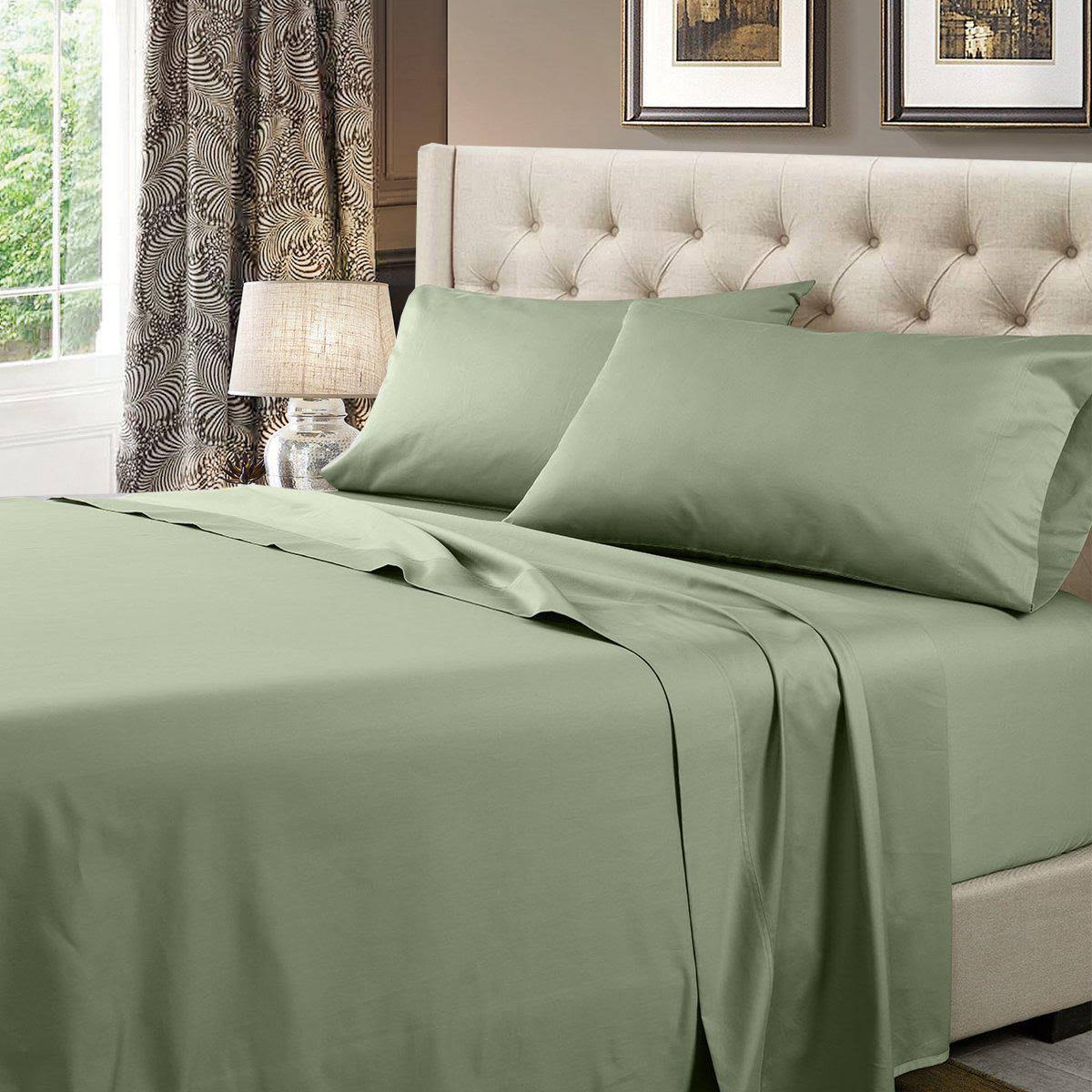 Split King Sheets Adjustable Bed Solid 600 Thread Count Sage