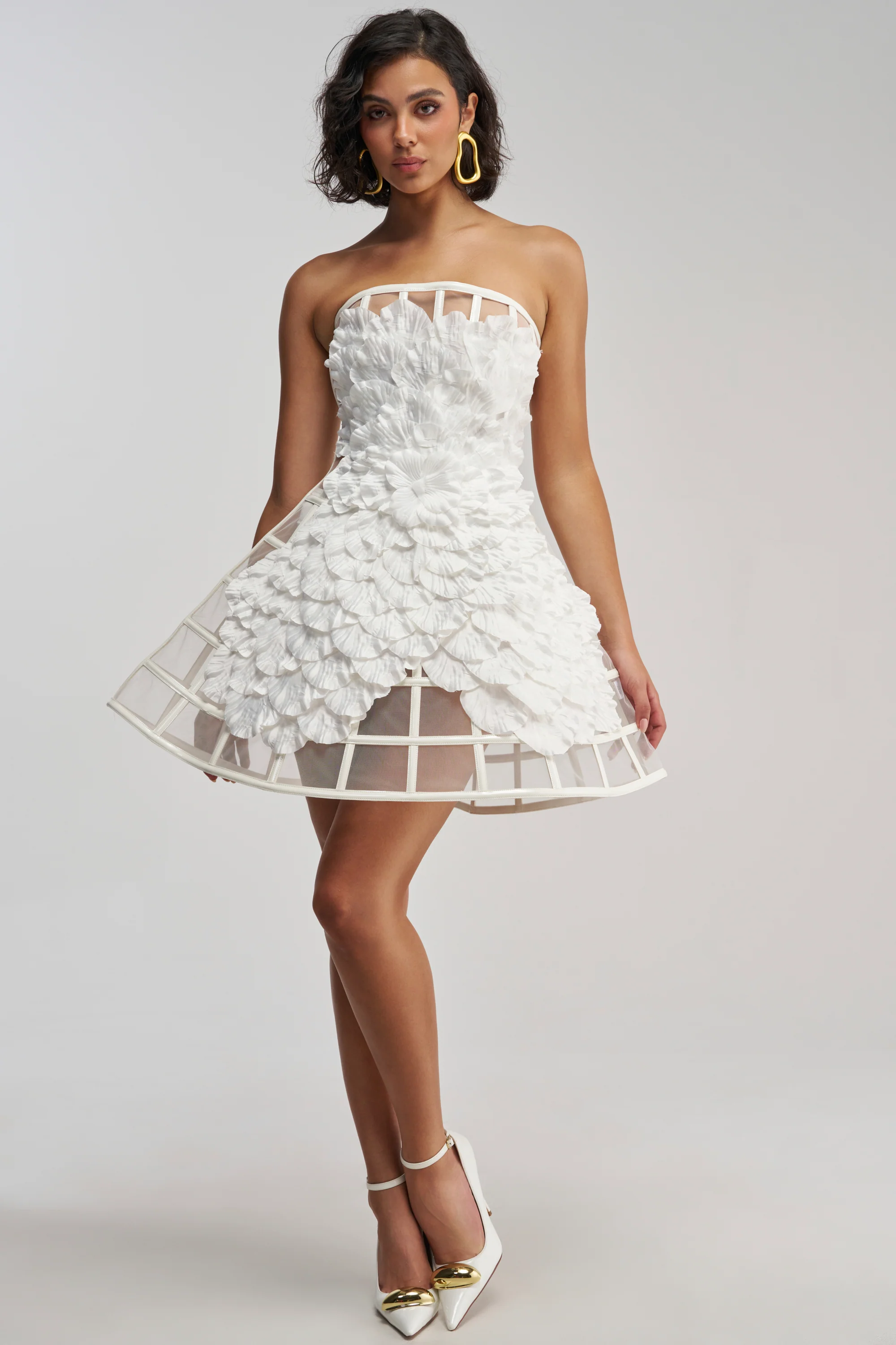 FULL BLOOM CAGE DRESS IN WHITE - Akira Store