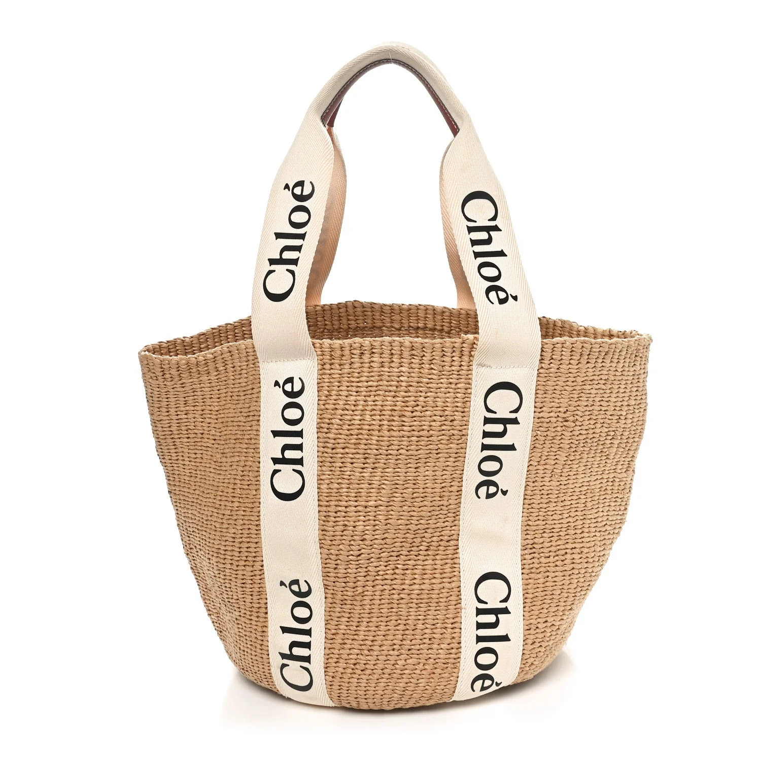 Raffia Large Woody Basket Bag White