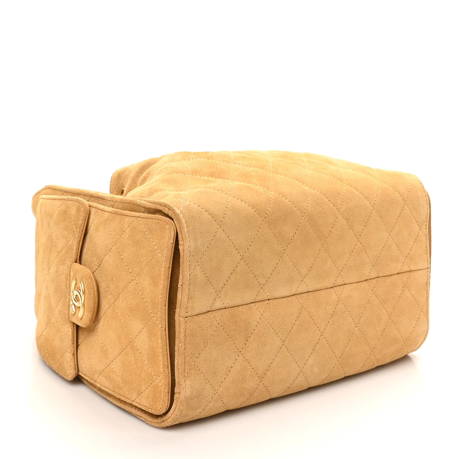 Suede Quilted Small Chanel 25 Handbag Beige