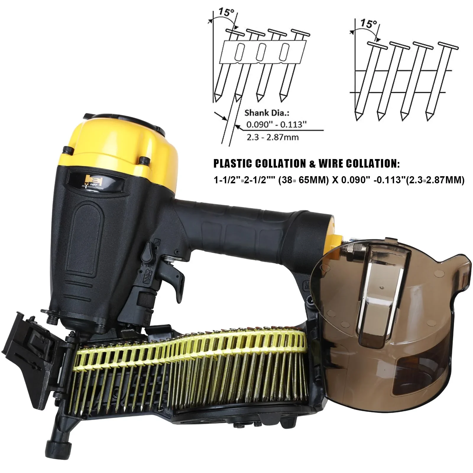 HBT HBCN65P 15 Degree 2-1/2-inch Coil Siding Nail Gun with Magnesium Housing