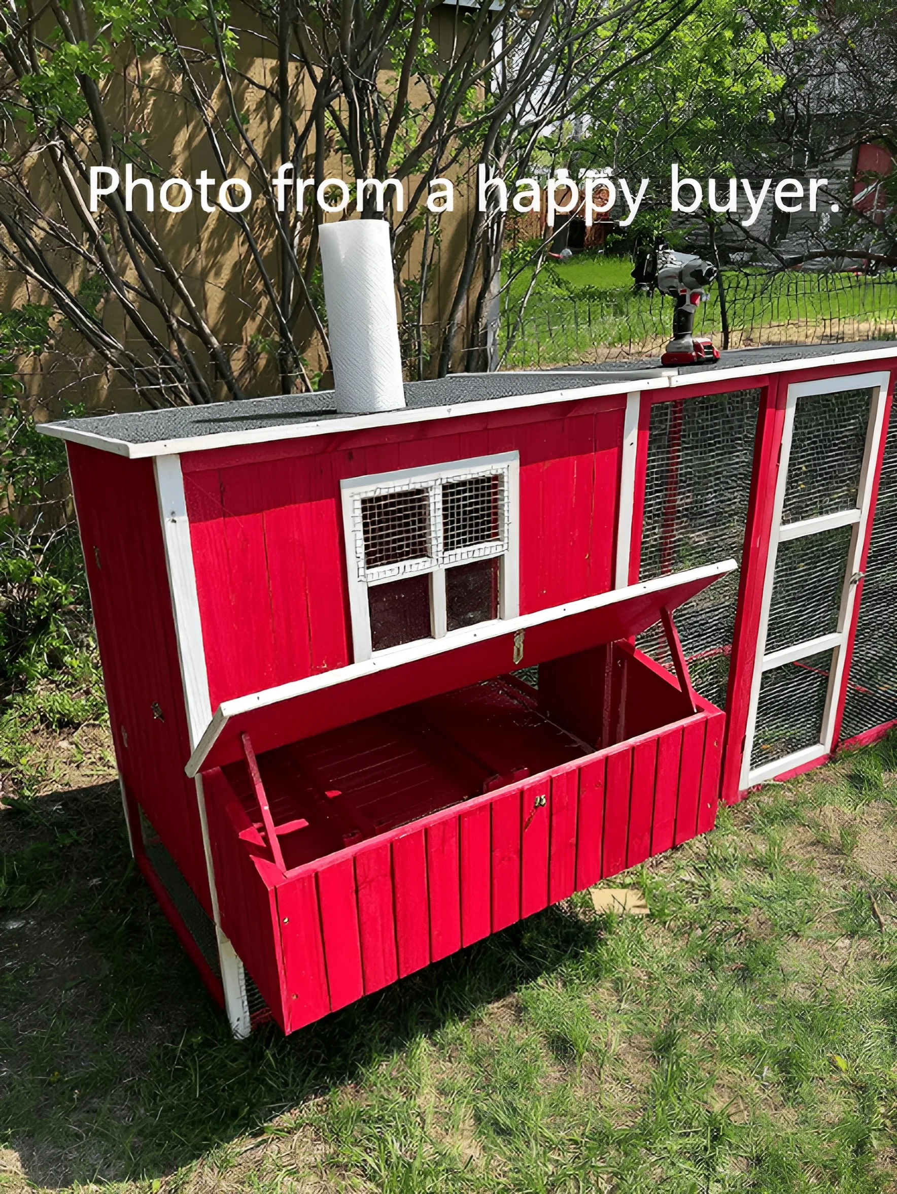 Wooden Portable Backyard Chicken Coop and Run with Chicken Coops, Red Fits 4-6 Chickens - Image 6