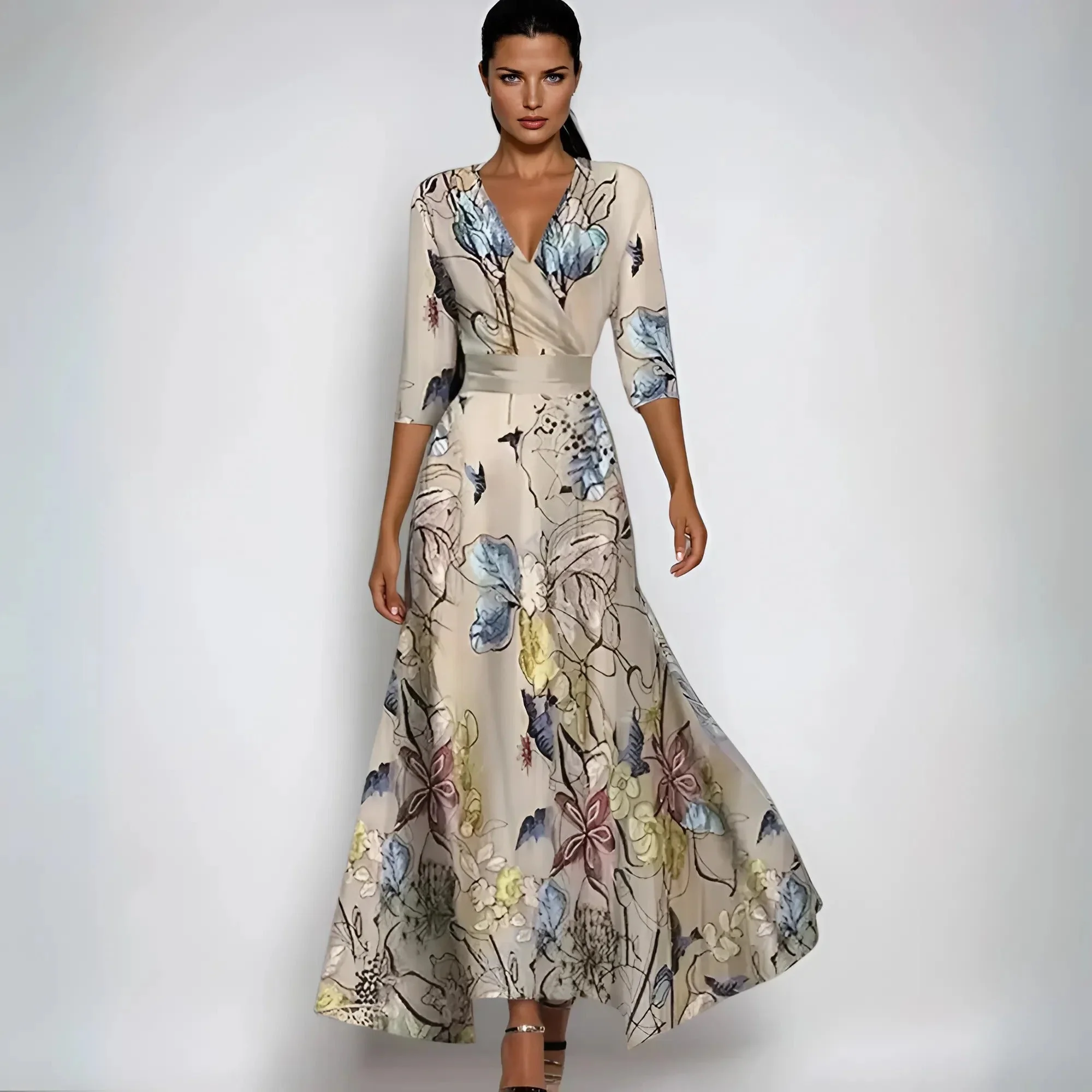 Émilie | Robe Longue Fleurie Élégante