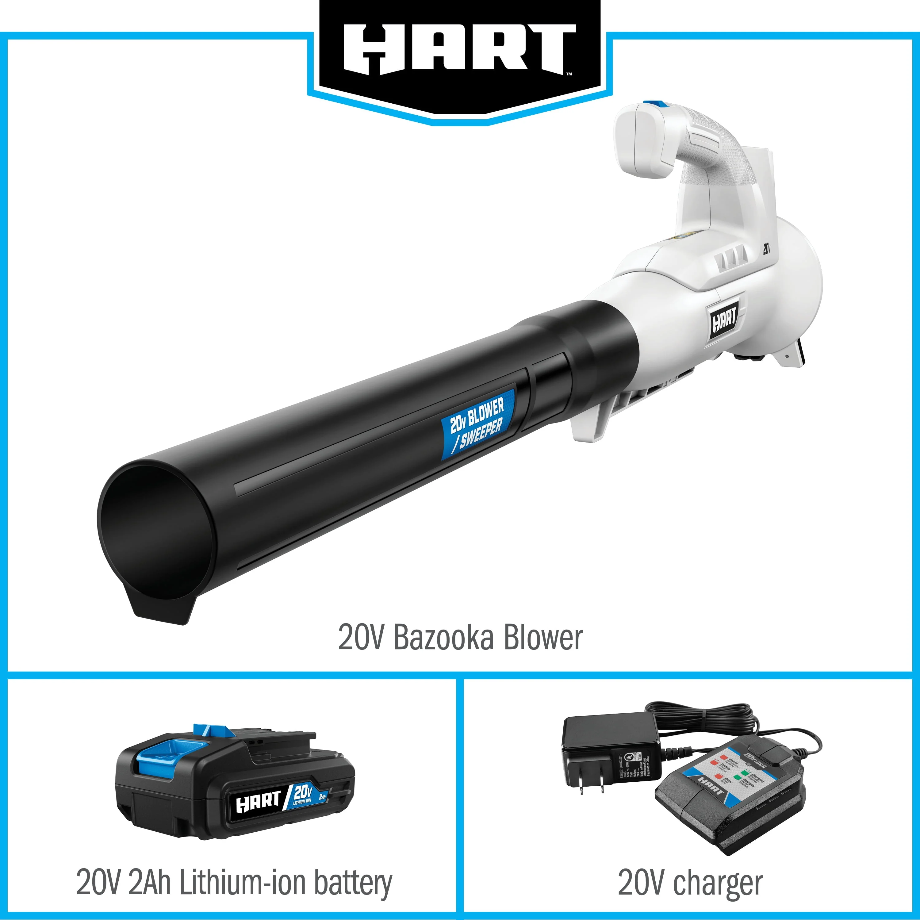 20 Volt 200 CFM Bazooka Blower Kit, (1) 20 Volt 2Ah Lithium Ion Battery and Charger(Battery Included) Image 2