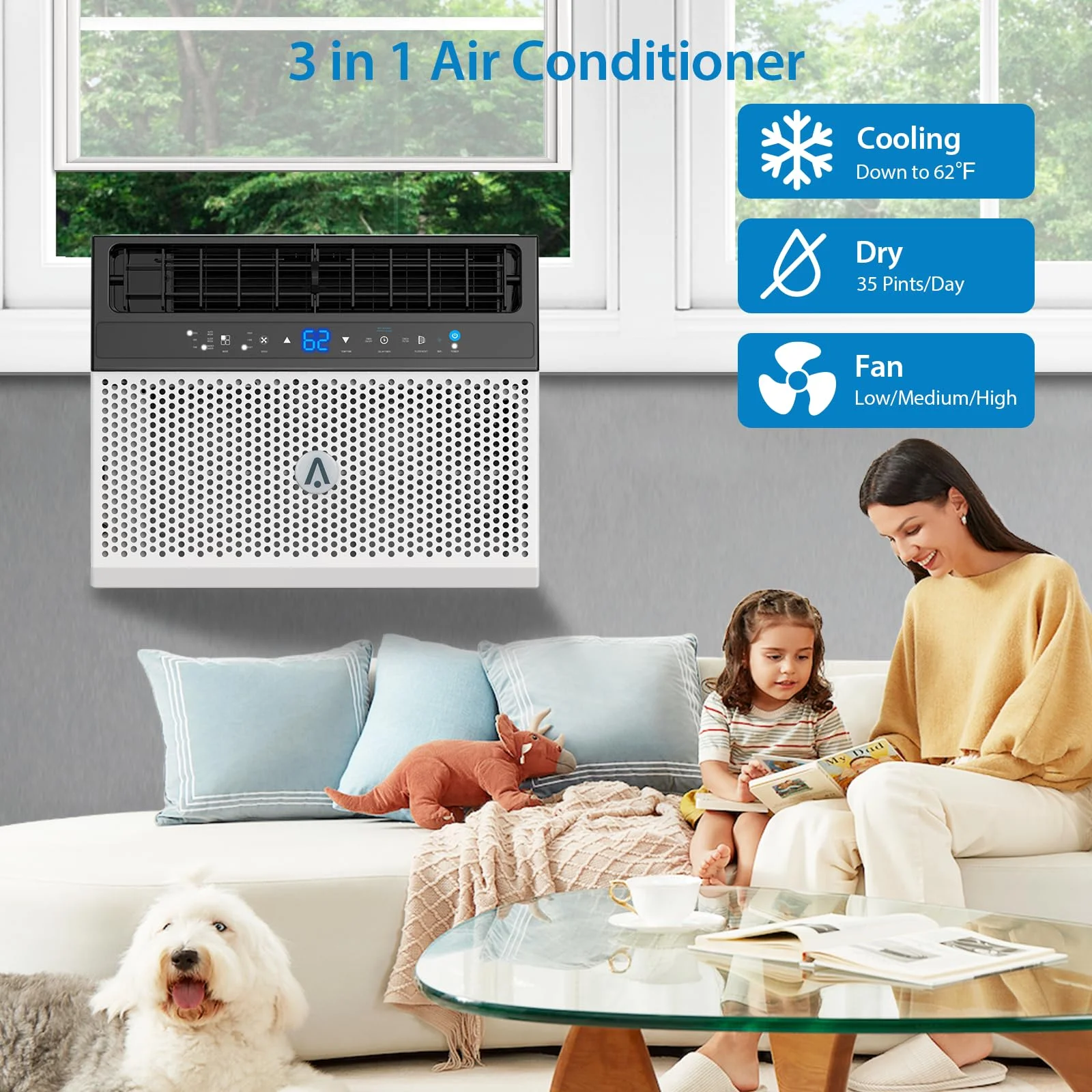 8000 BTU 370 Sq Ft Window Air Conditioner, White(White) - Image 3