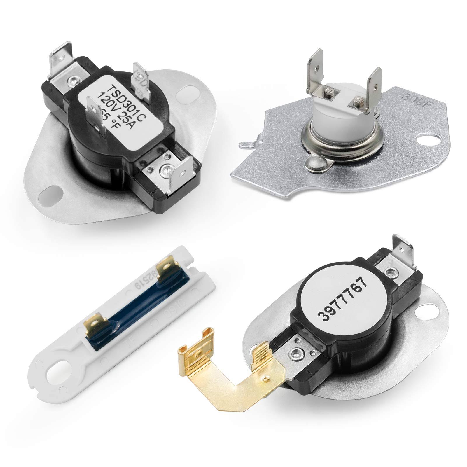 MYTWO 3977393 & 3392519 Dryer Thermal Fuse & 3977767 Dryer High Limit Thermostat & 3387134 Dryer Cycling Thermostat - Compatible with Whirlpool