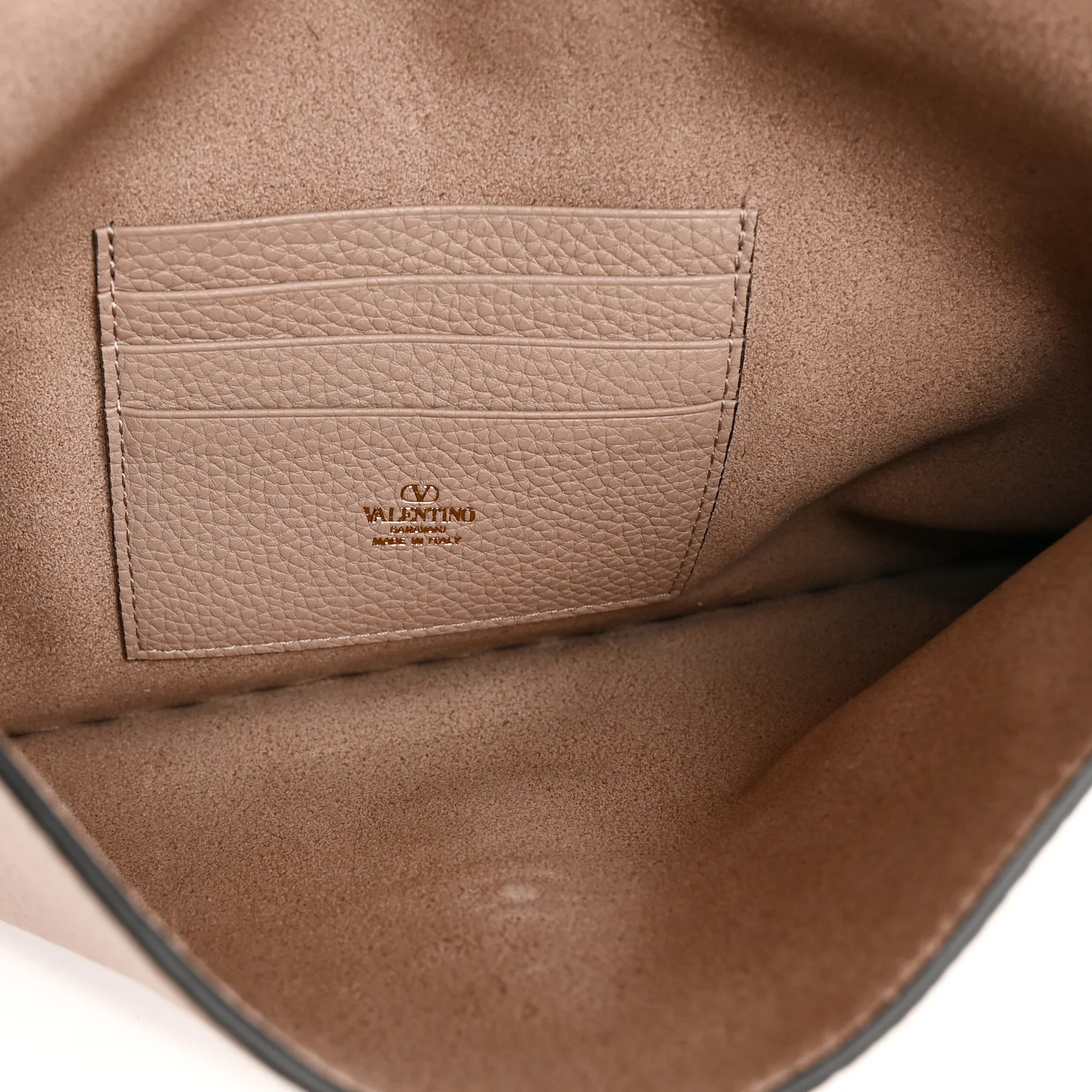 Vitello Medium Rockstud Envelope Flat Wristlet Pouch Poudre