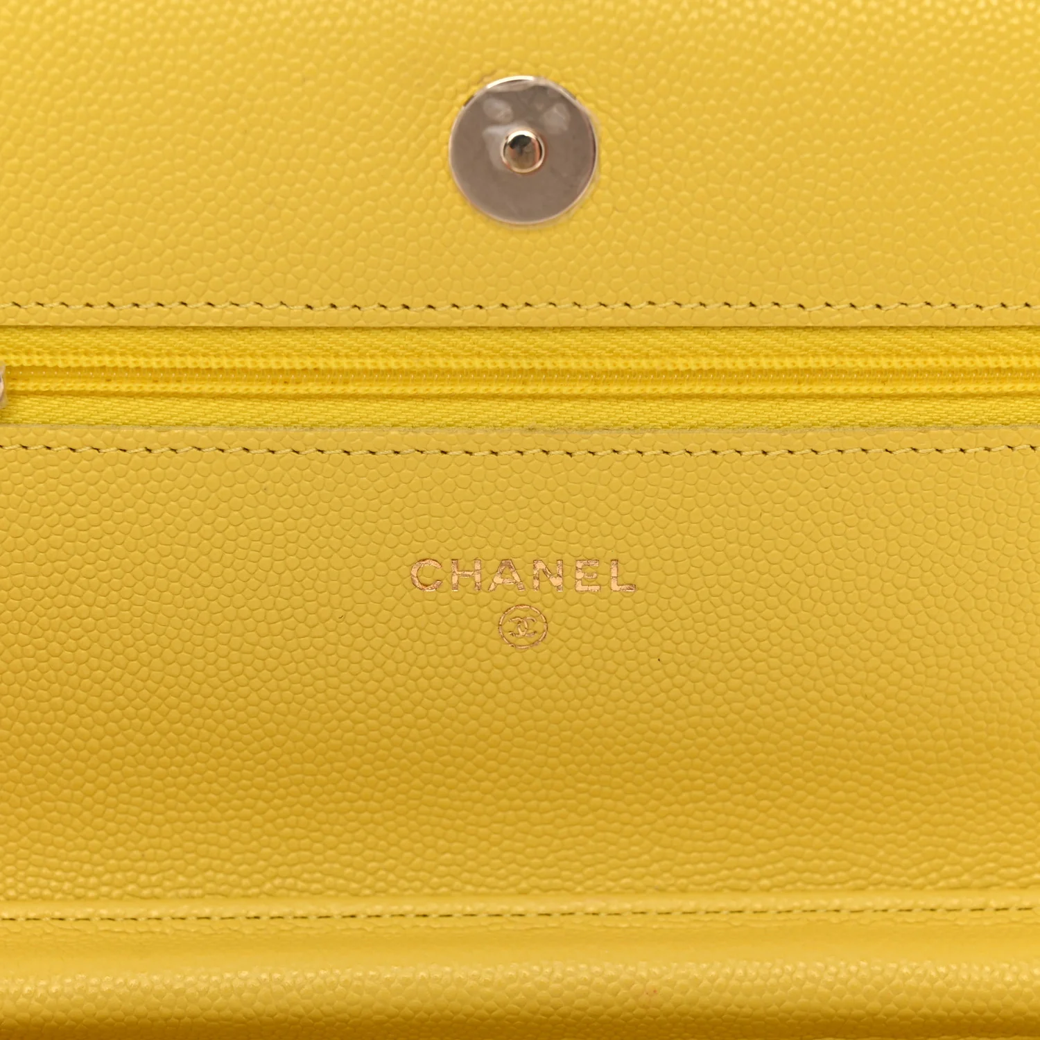 Caviar Quilted Wallet on Chain WOC Yellow