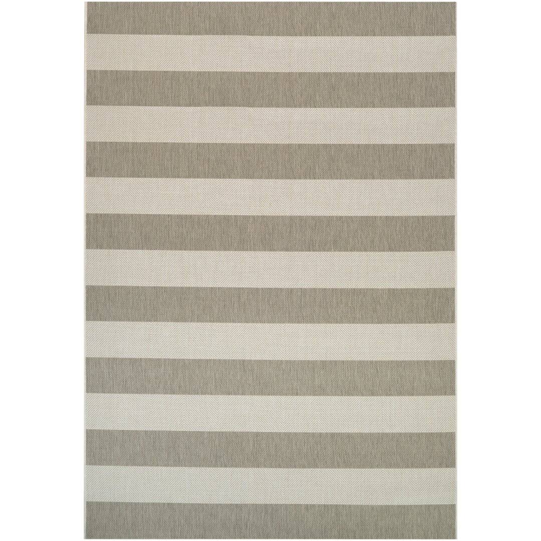 Papatya Striped Flatweave Tan Ivory Indoor Outdoor Area Rug Breakwater Bay Rug Size: Rectangle 3'11