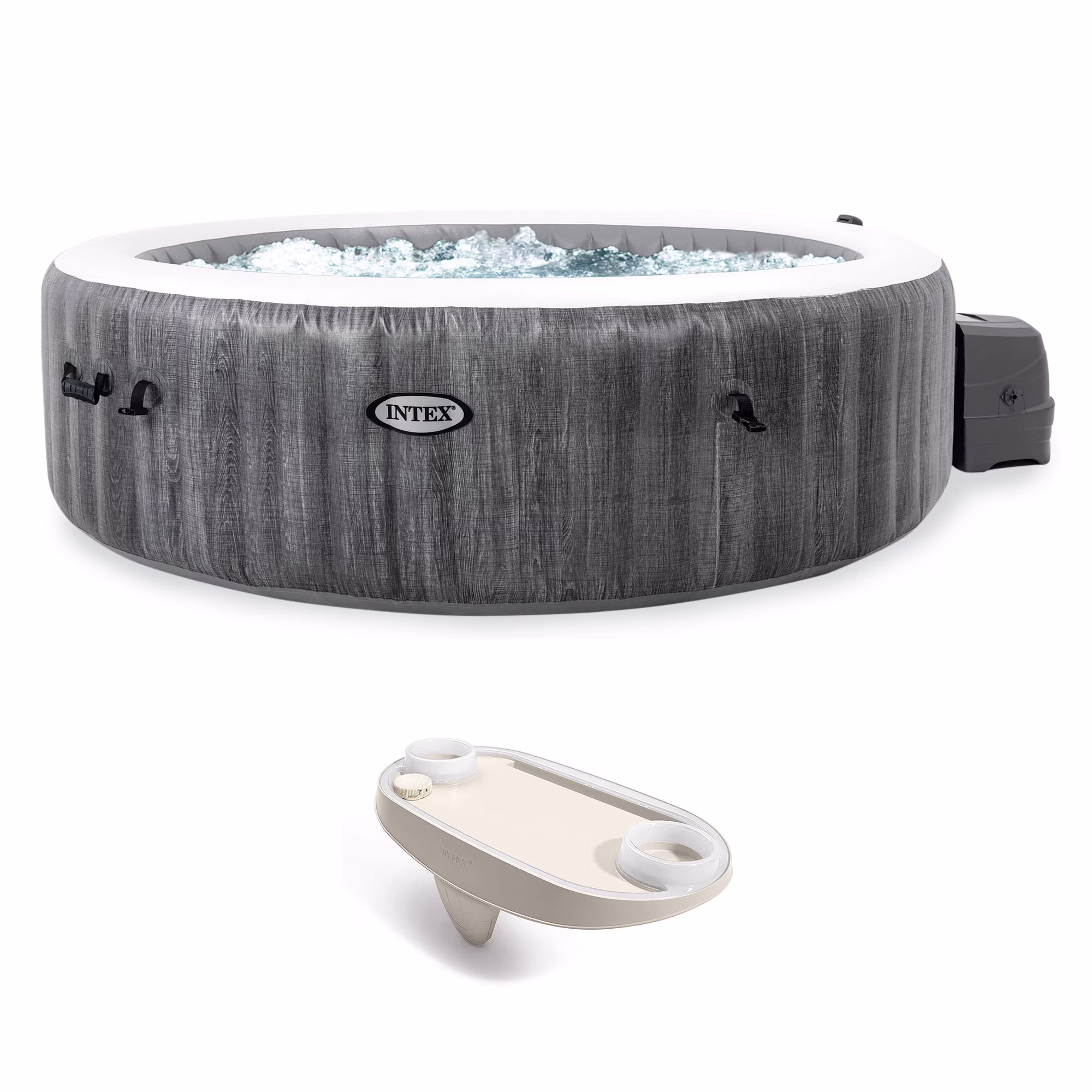 INTEX Purespa Plus Greywood Deluxe 4 Person Inflatable Spa W/ Jets