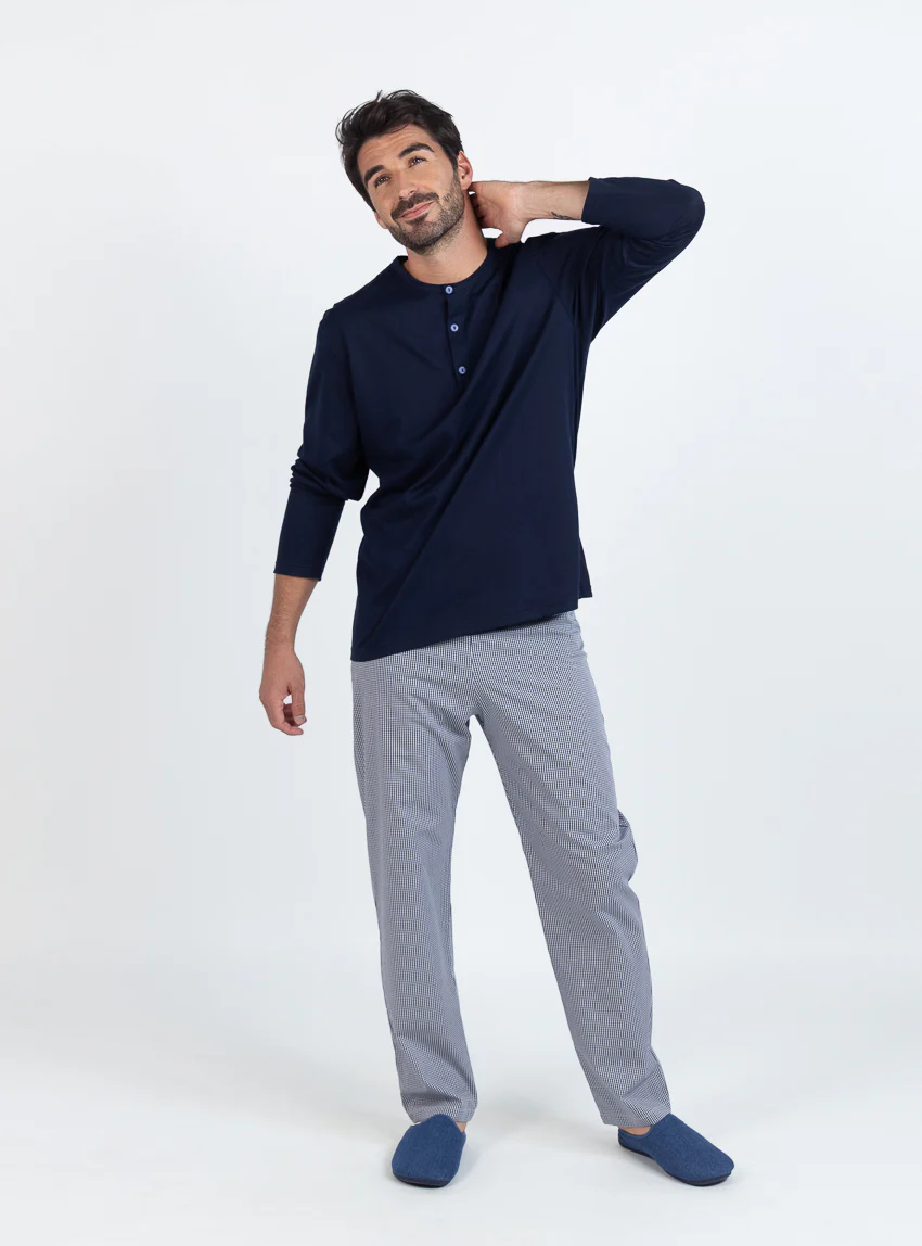 Pyjama homme en coton à carreaux verts