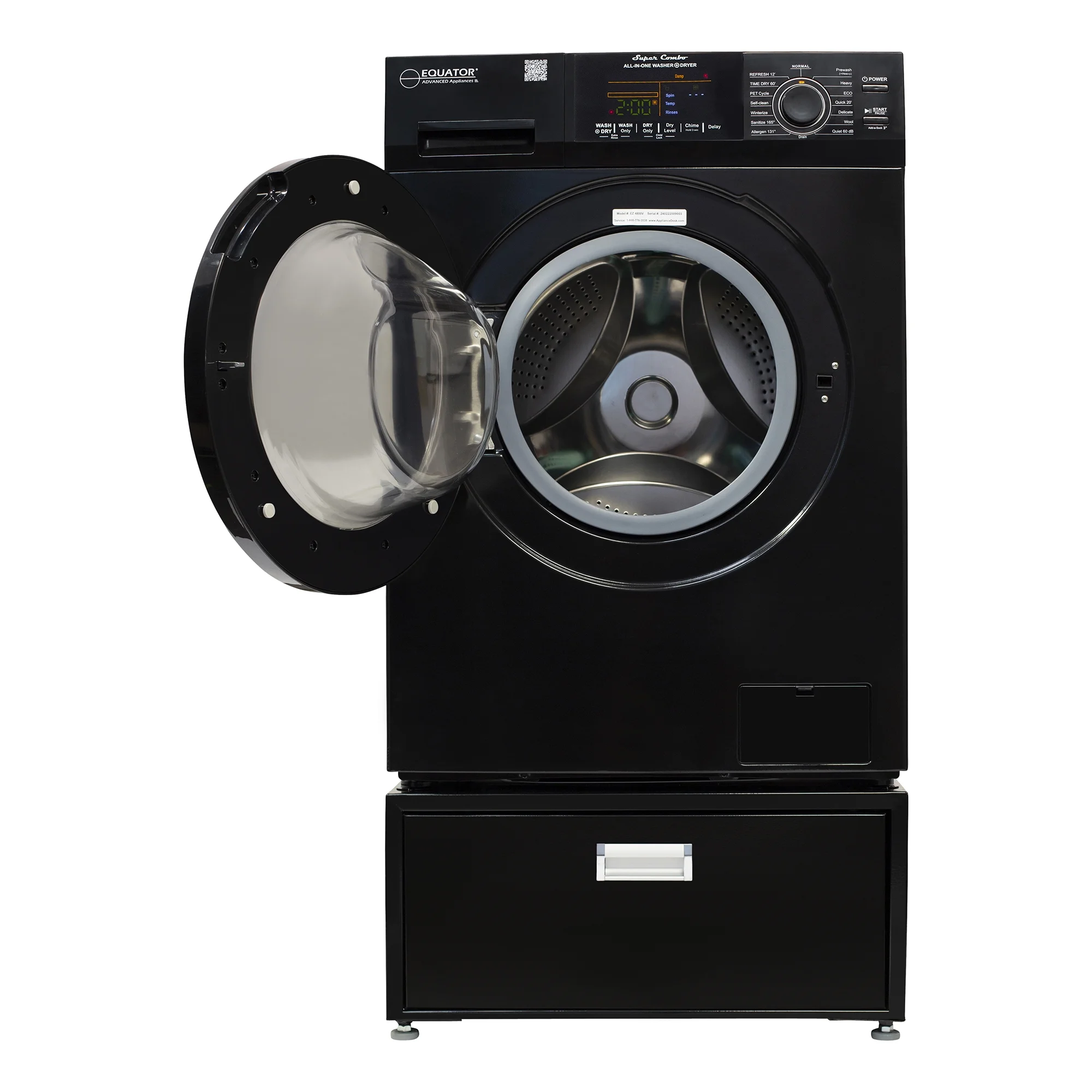 All - in - One Washer Dryer VENTED - DRY FASTER Than Condense 15 lb 110V + Pedestal