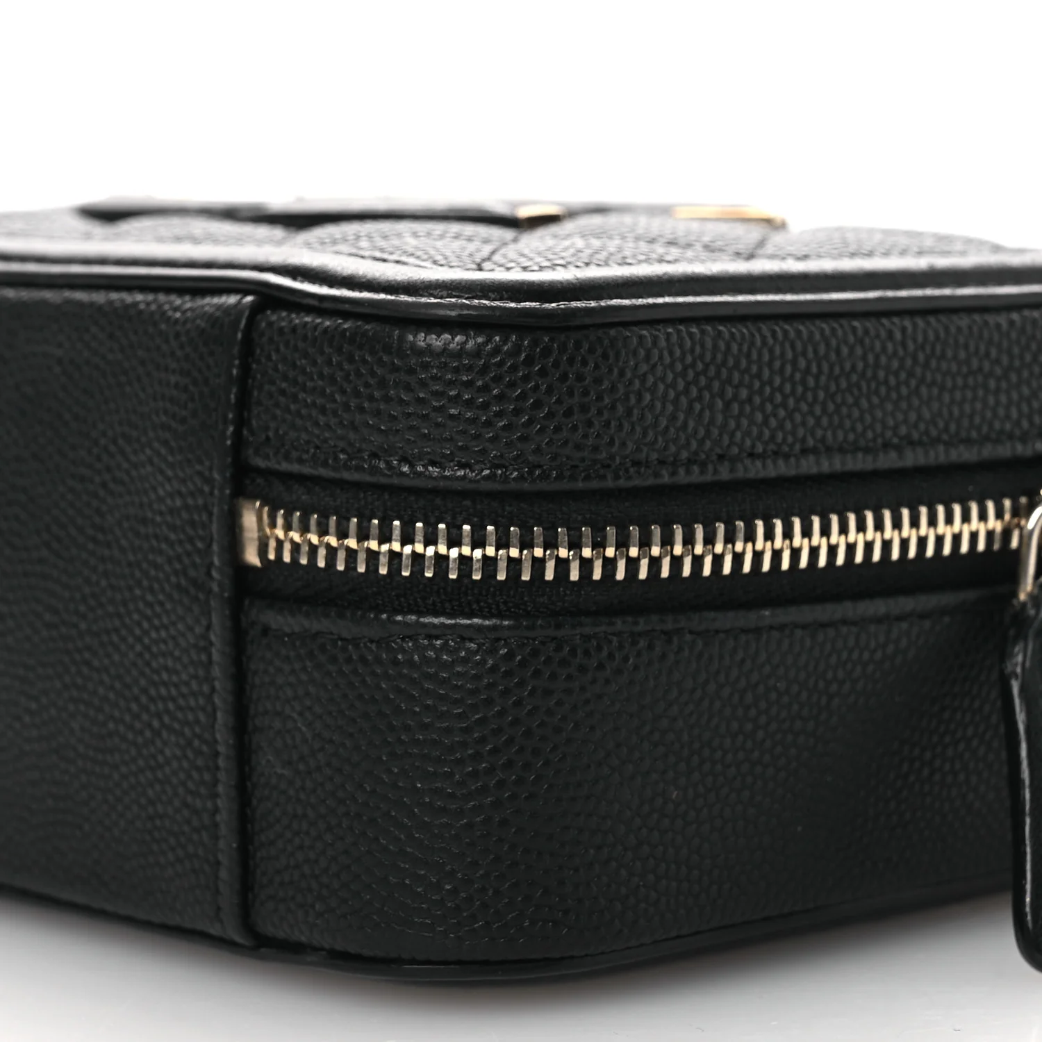 Caviar Quilted CC Filigree Vanity Clutch With Chain Black