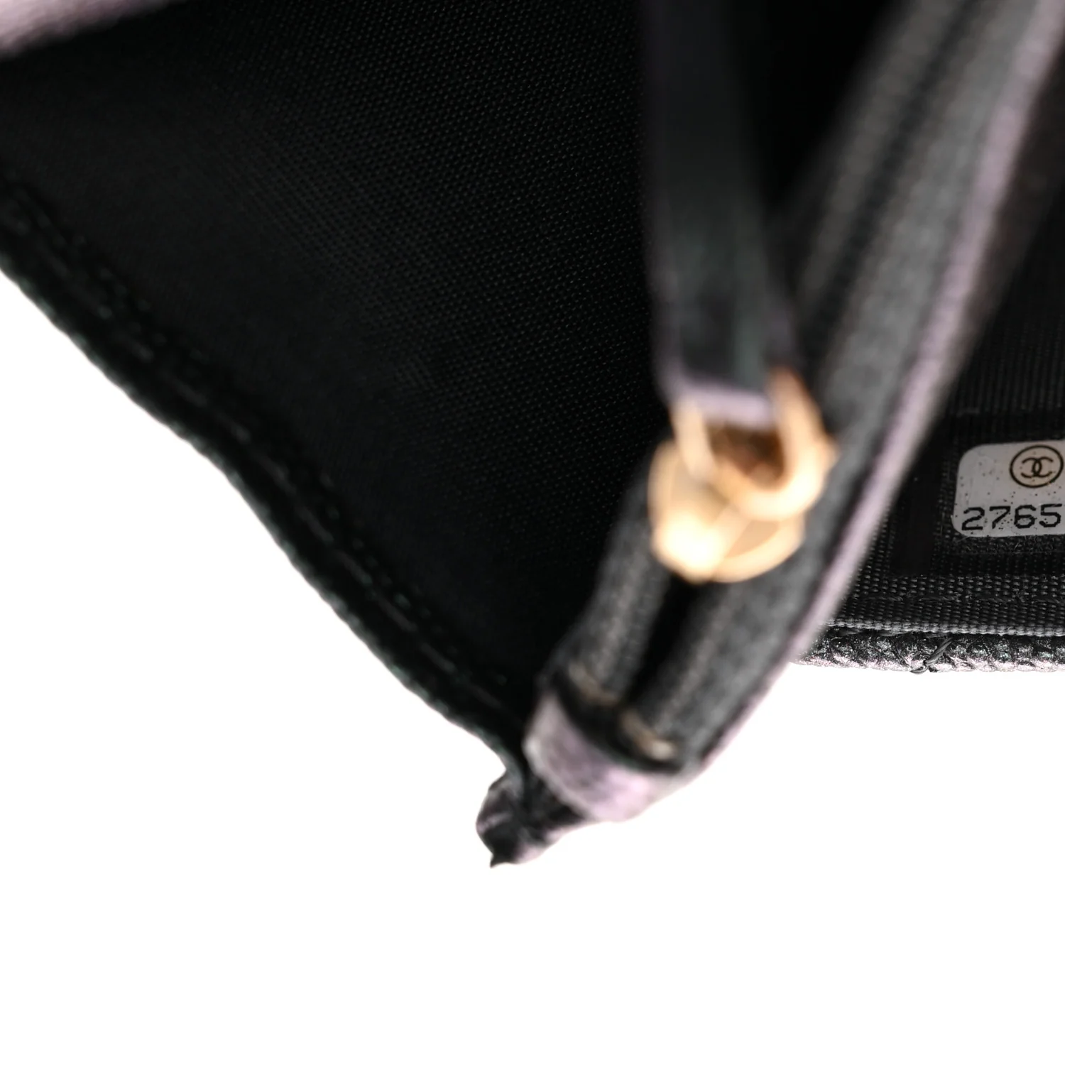 Iridescent Caviar Quilted Wallet on Chain WOC Dark Blue