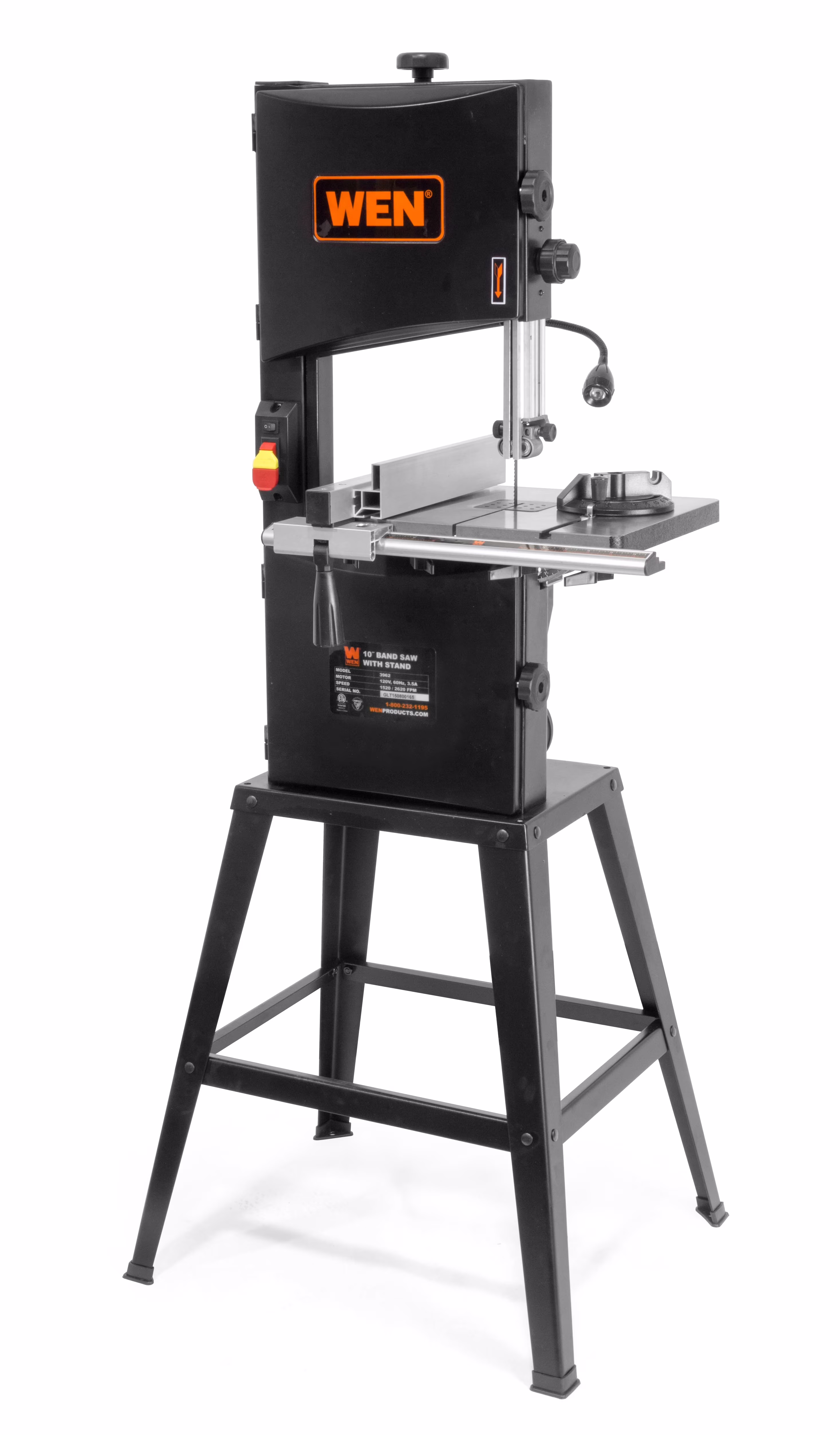 Wen 3.5 Amp 10 - Inch Two - Speed Band Saw with Stand and Worklight BA3962