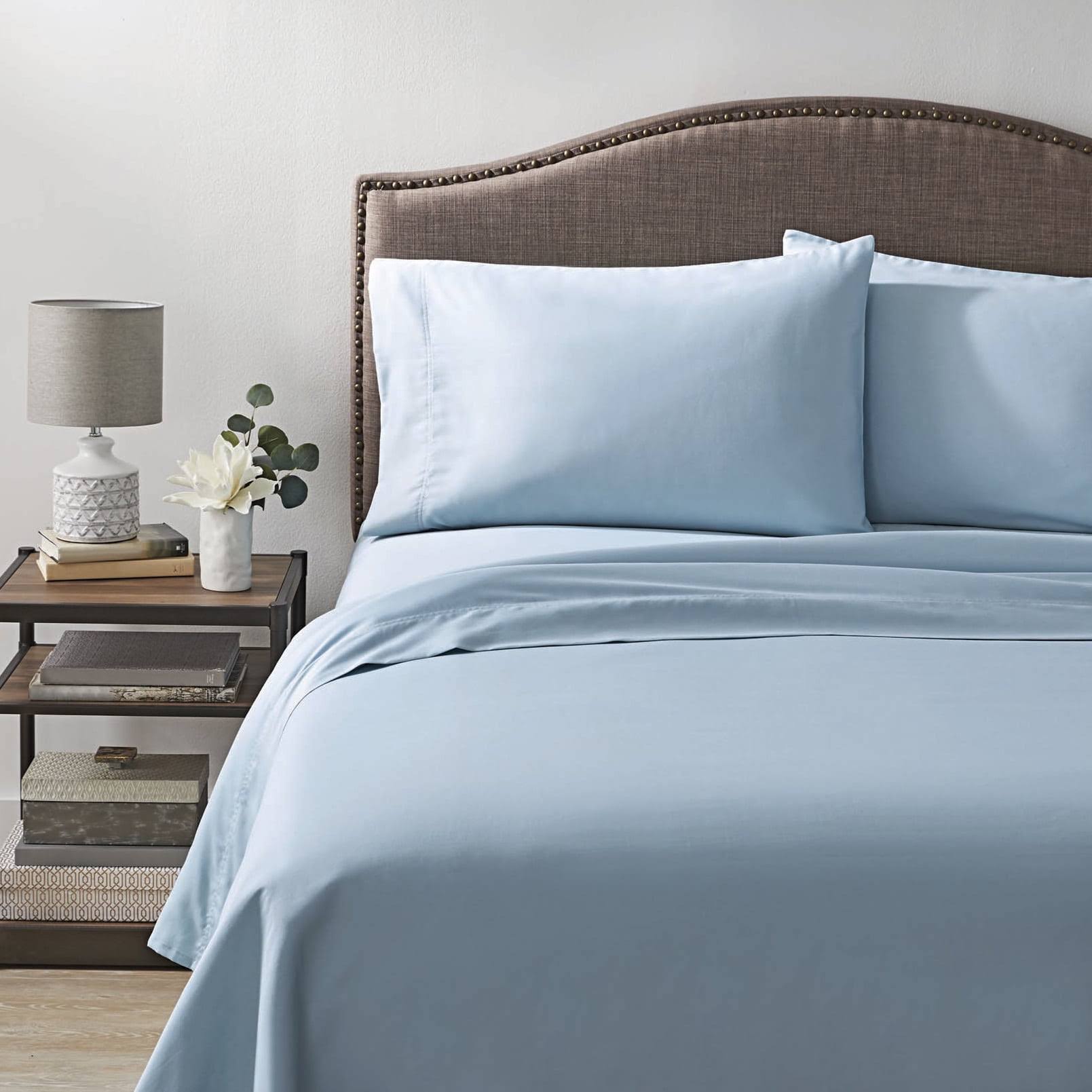 Better Homes & Gardens 300 Thread Count 100% Cotton Wrinkle Resistant Sheet Set, Twin Blue Chalk
