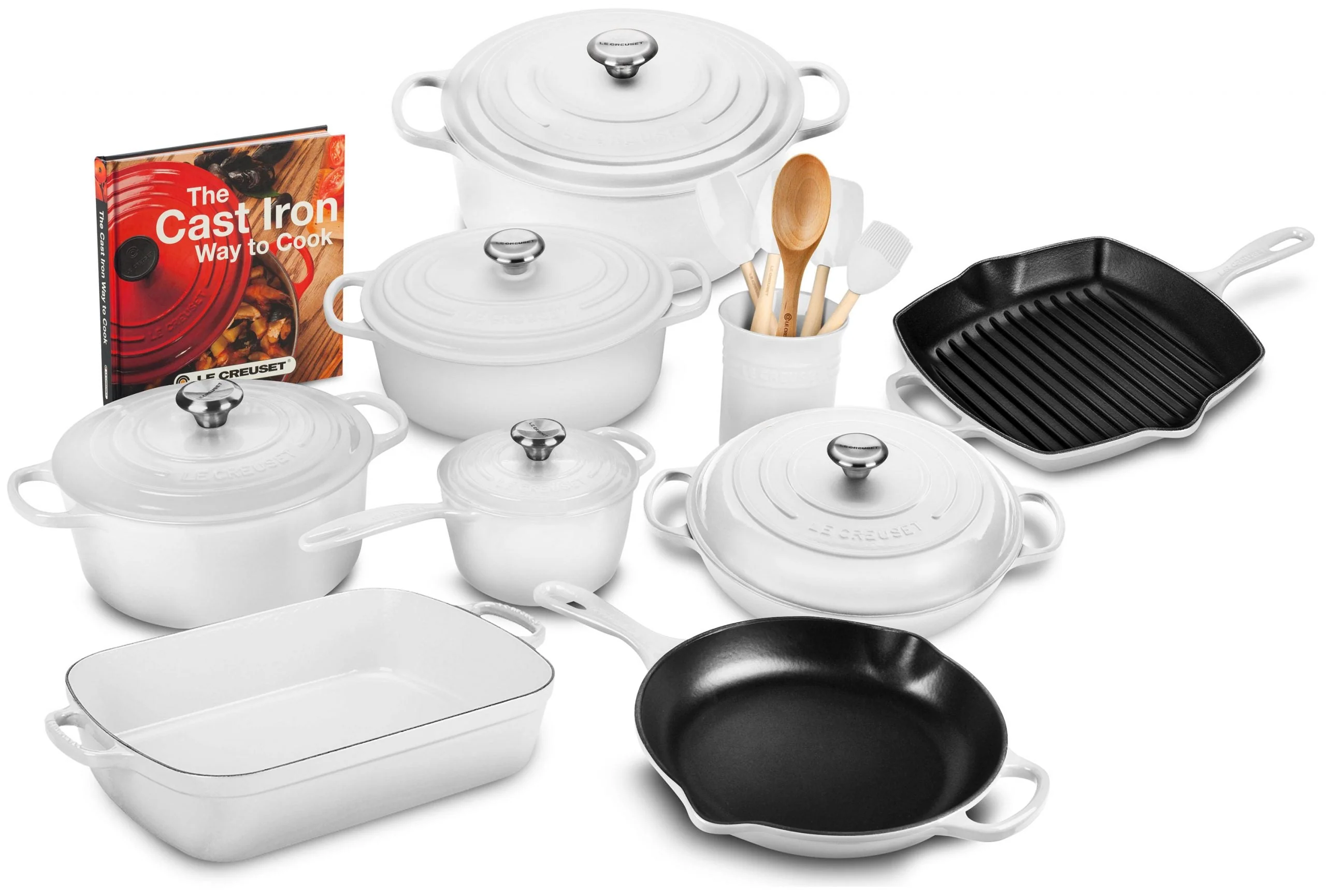 Batterie de cuisine 20 pièces en fonte Signature, poêle de 26 cm, casserole de 1,75 litre avec couvercle