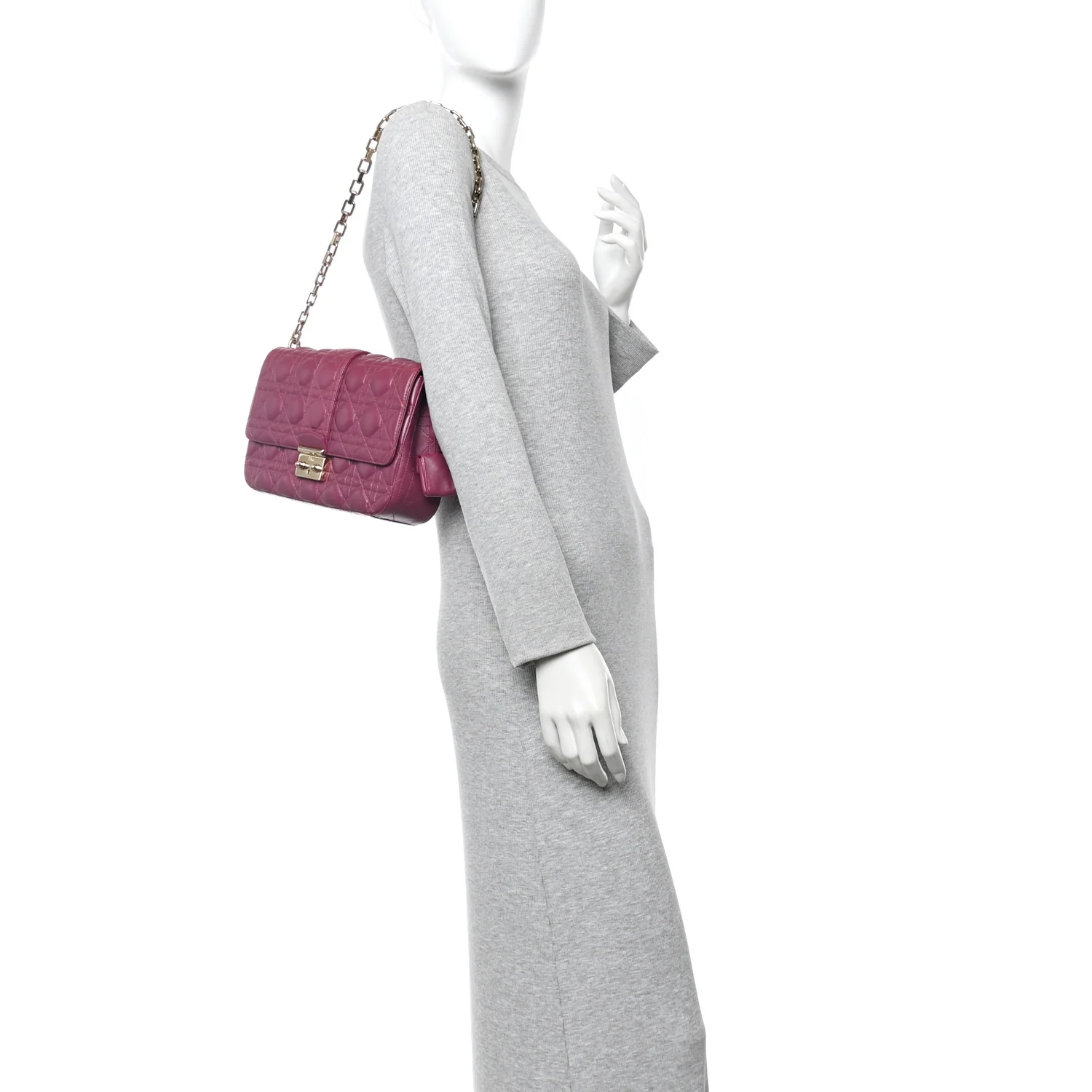 Lambskin Cannage Medium Miss Dior Flap Fuchsia