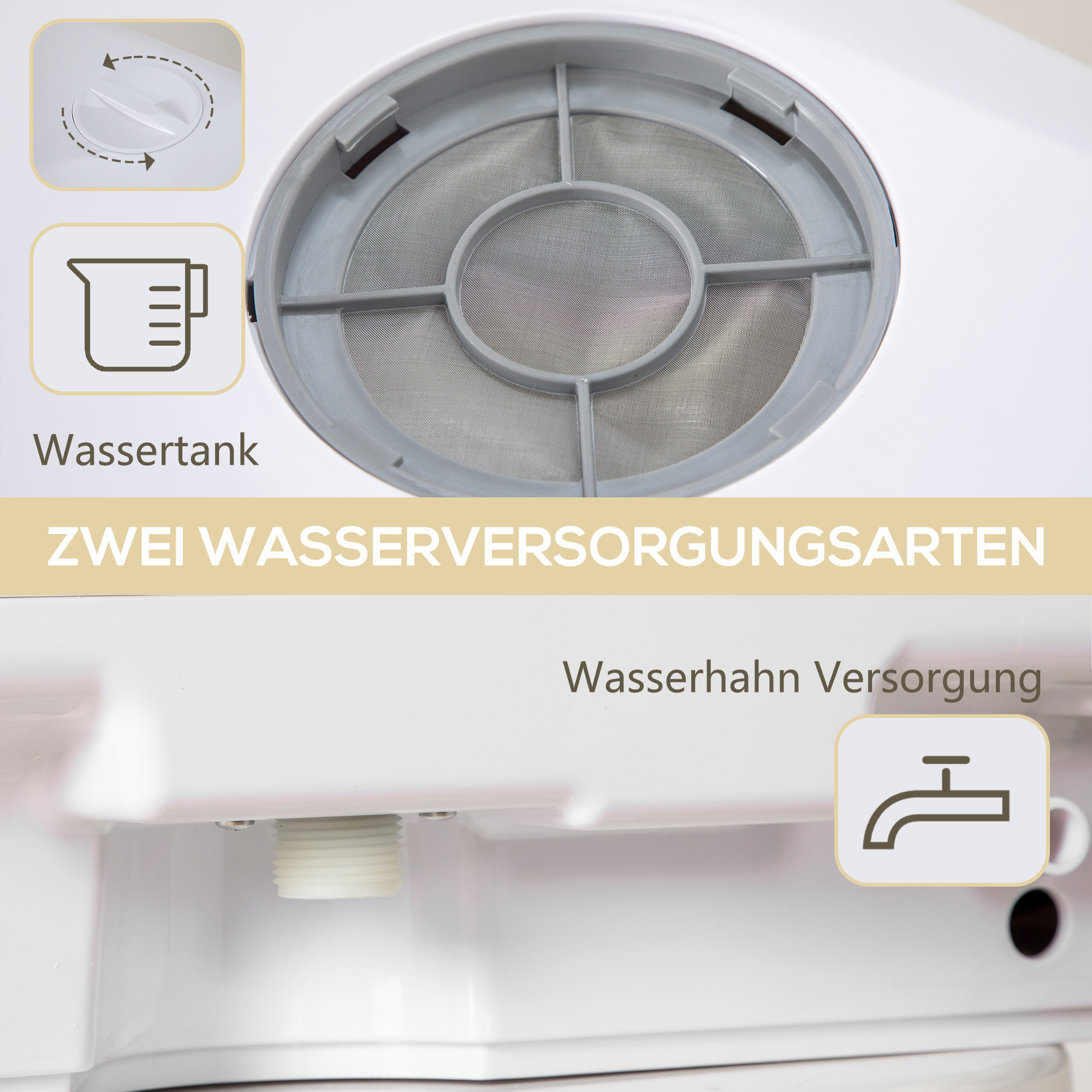 HOMCOM Compacte Tafelvaatwasser, 4 Couverts, Droogmodus, 6L Tank/Kraan, Startuitstel, LED, Wit