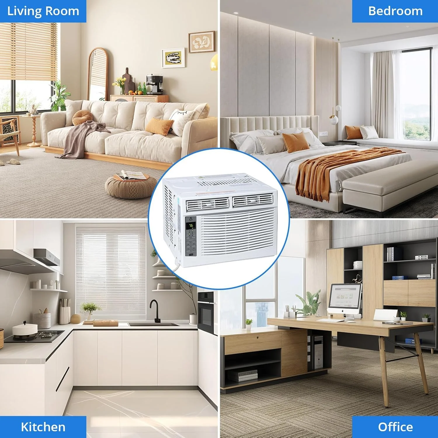 GAOMON Smart 6000 BTU Window Air Conditioner - WiFi - Enabled AC with Remote & App Control, Timer, Sleep Mode, Easy Install Kit, Cools Rooms up to 350 Sq. Ft, 115V, White