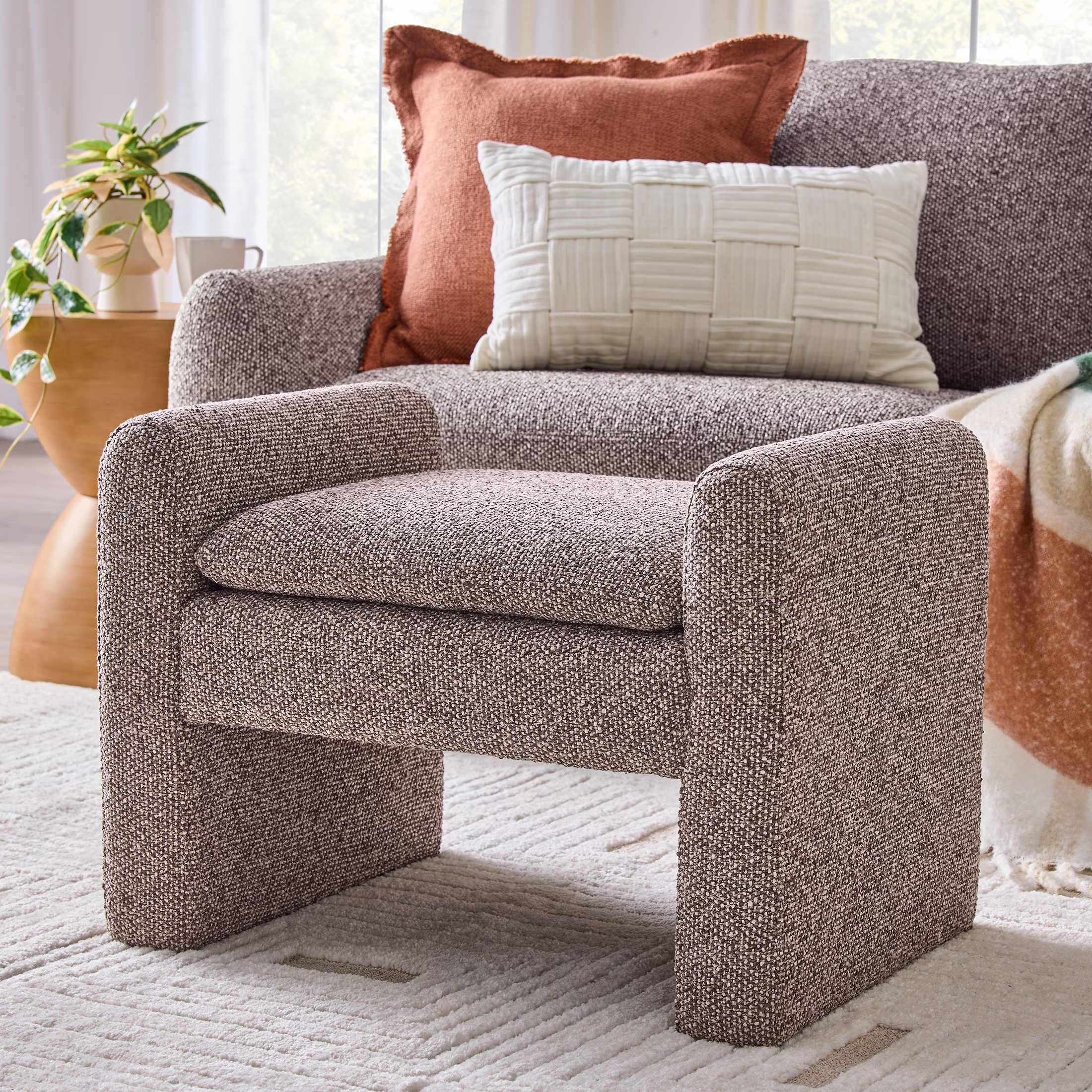 Better Homes & Gardens Emerson Ottoman, Cream