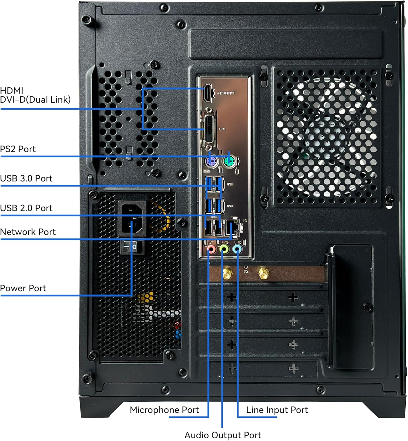 Gaming PC Desktop Computer AMD Ryzen 5 5600GT 16GB DDR4 3200MHz 1TB M.2 NVMe PCle 550W 80PLUS PSU WiFi Game Design Office Console Sea View Room  Towers Prebuilt PC (Black)