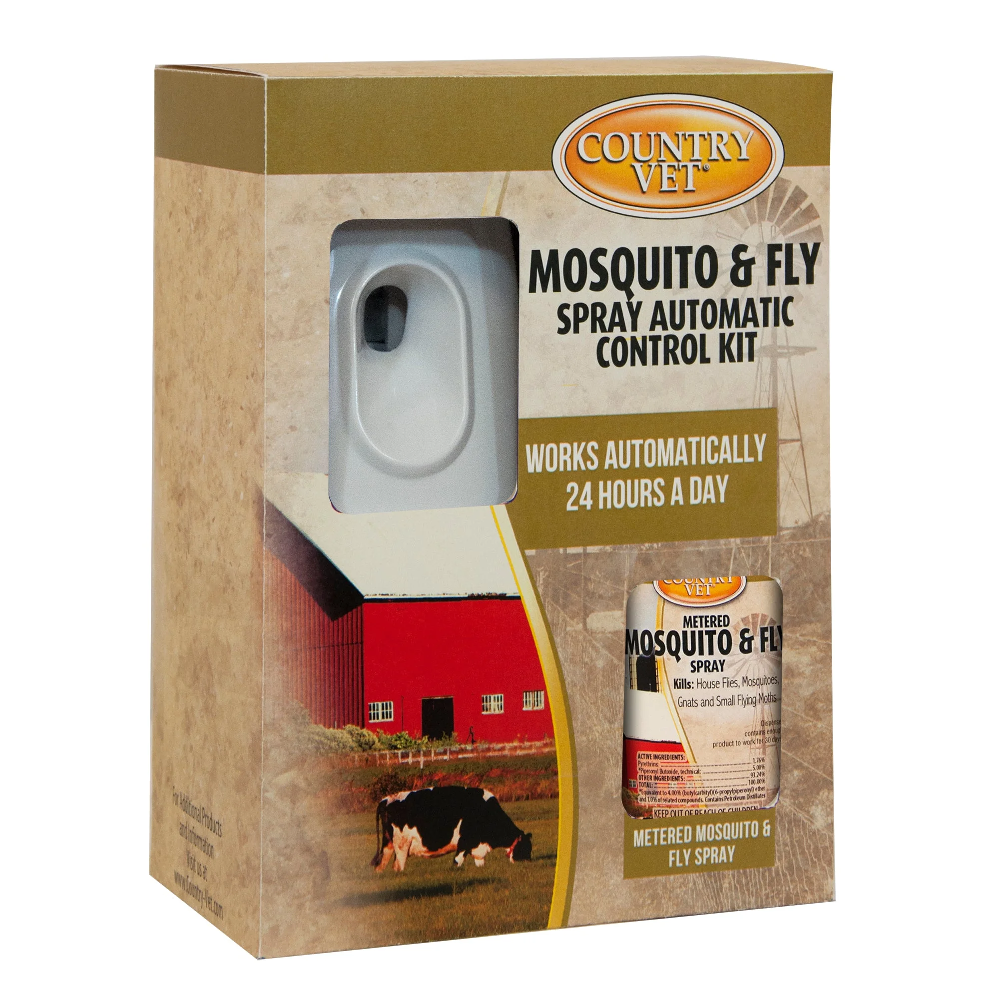 Country Vet Mosquito & Fly Spray Automatic Control Kit - 6.9 oz (Case of 6) - 321962CVA - WORKS AUTOMATICALLY 24 HOURS A DAY