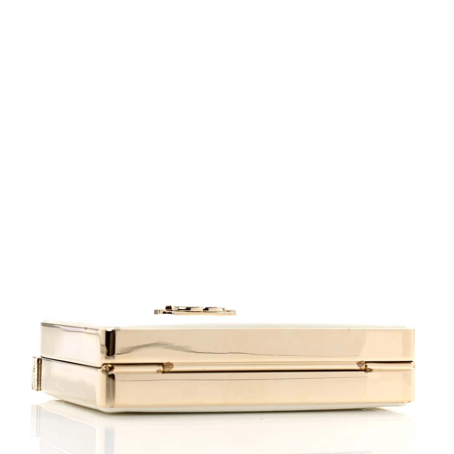 Patent Calfskin Boy Minaudiere White