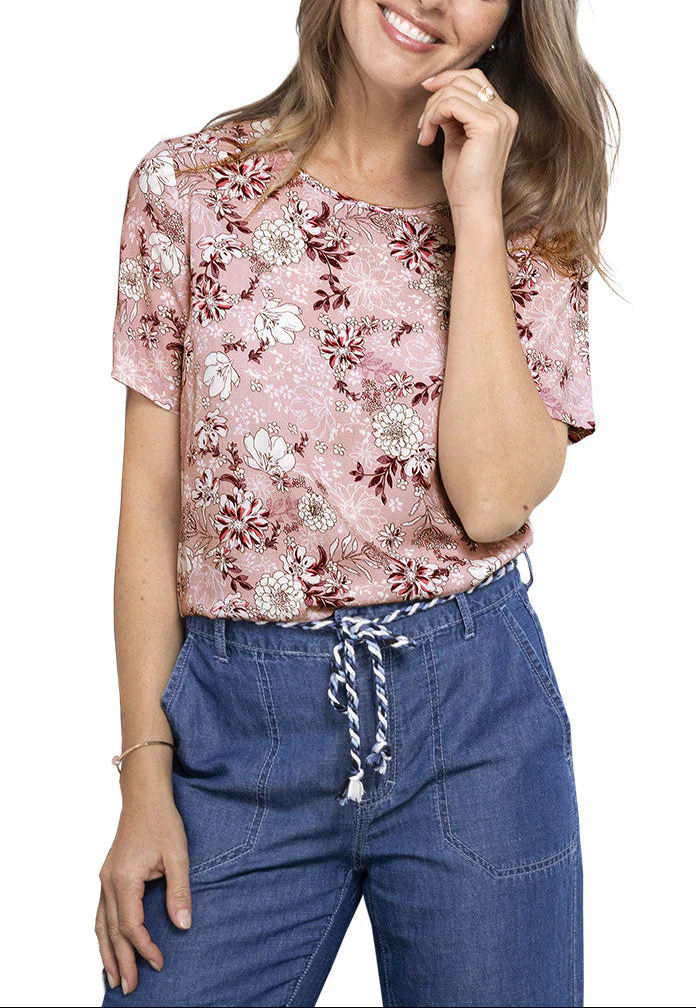 Blouse viscose manches courtes - ROSE